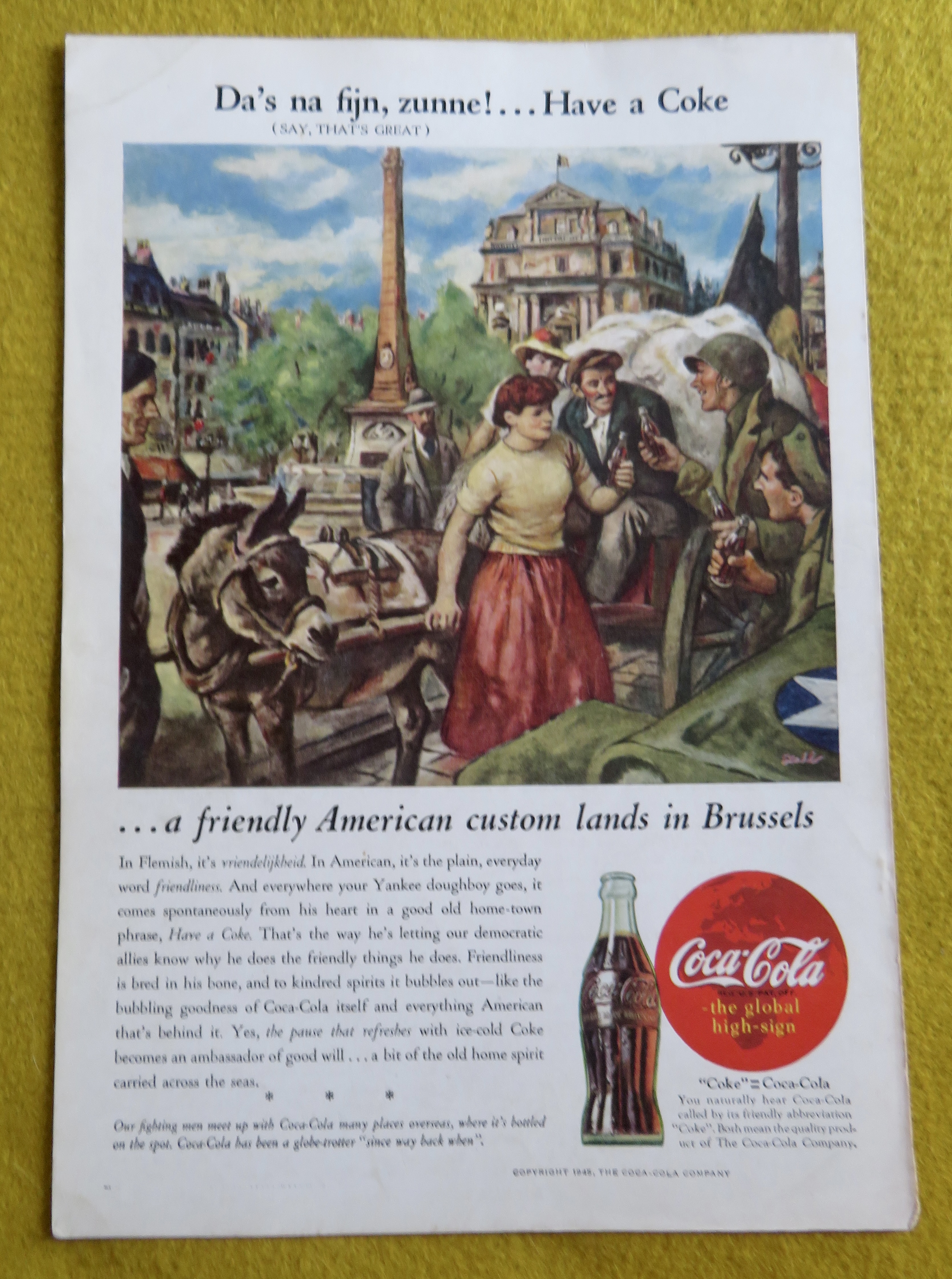 1945 Coca Cola (Coke) with People In Brussels