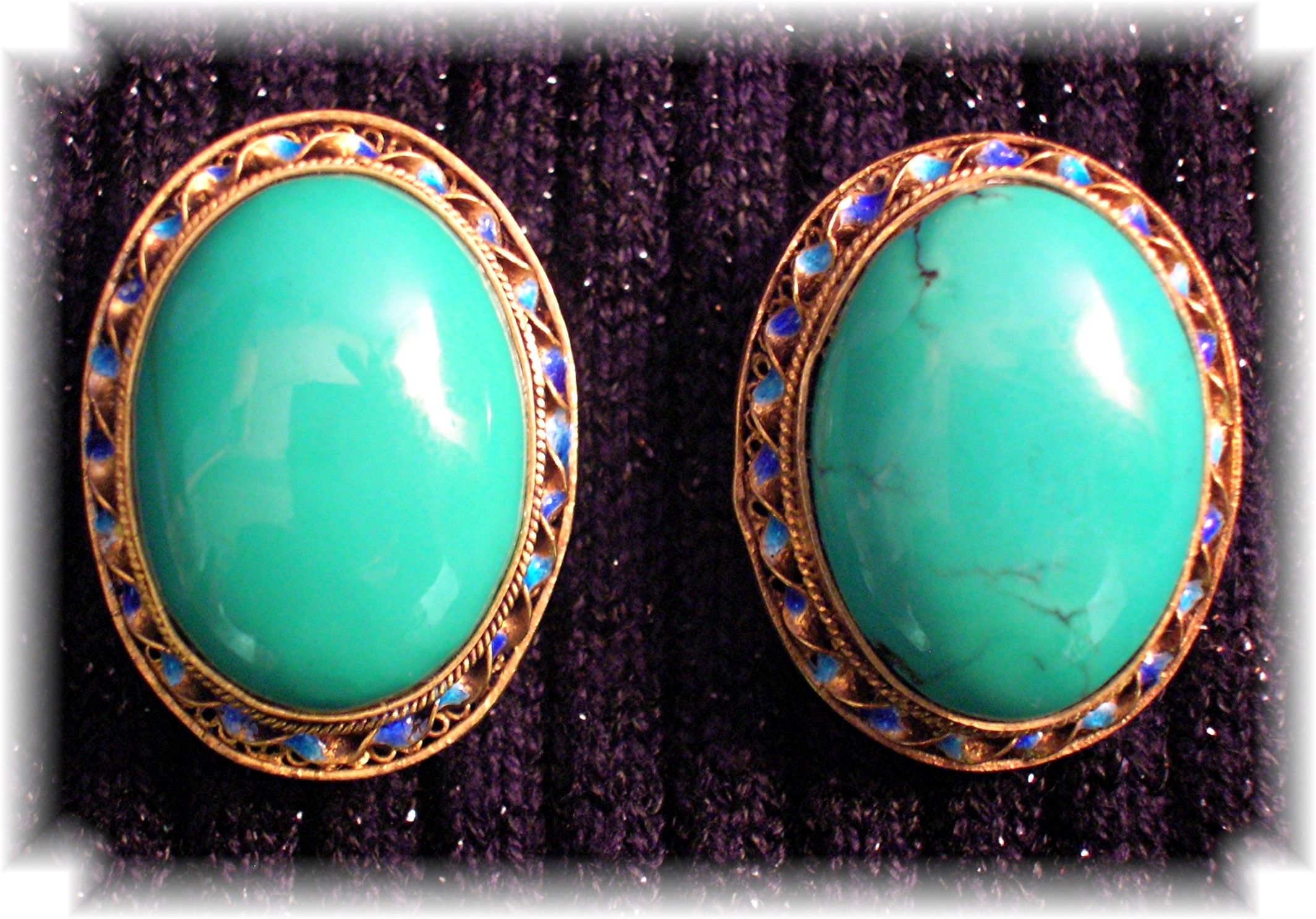 Sterling Silver Turquoise Gold Vermeil Earrings