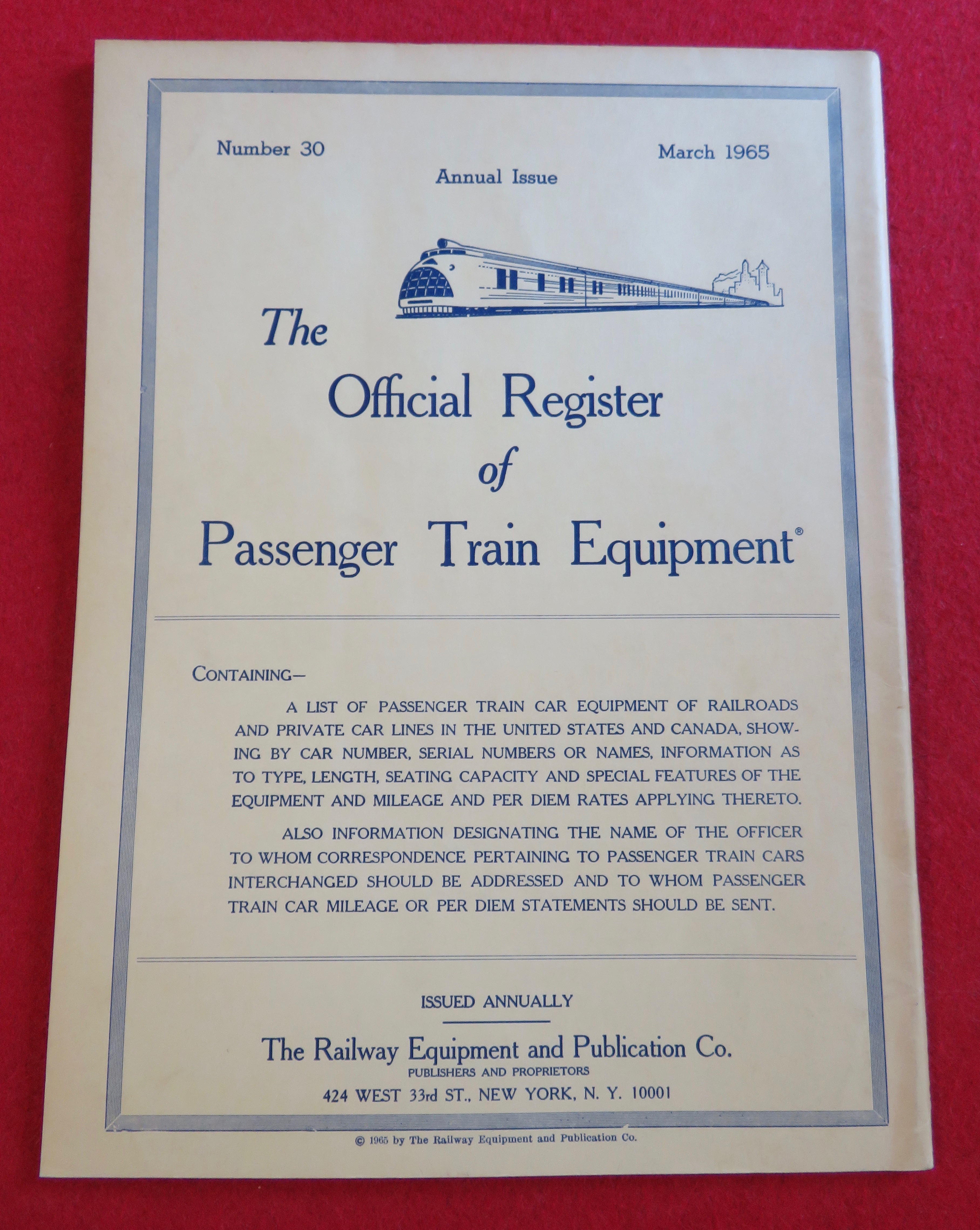 Official Register Passenger Train Equipment 1965