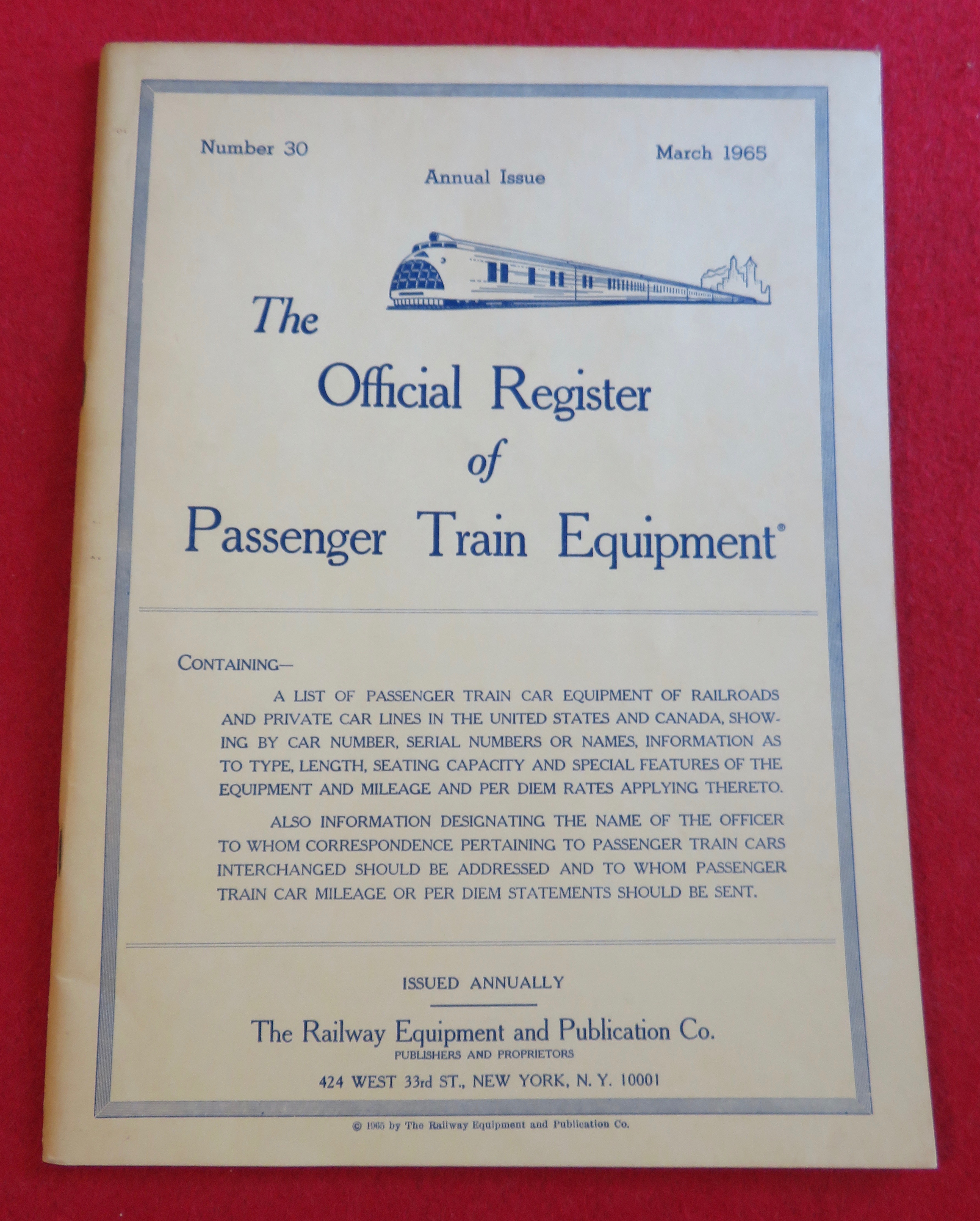 Official Register Passenger Train Equipment 1965