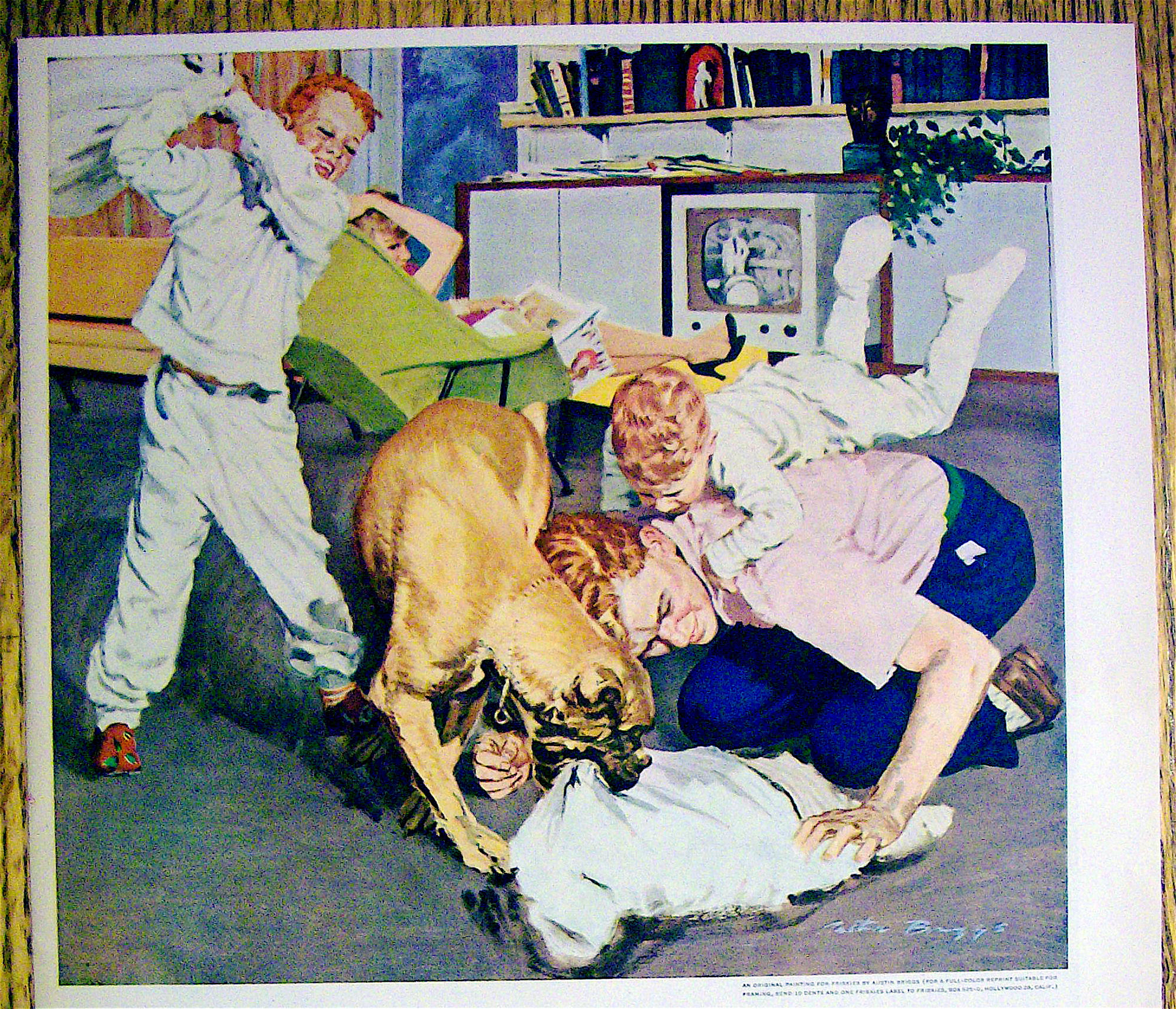 1955 Friskies Dog Food w/Man & Kids By Austin Briggs