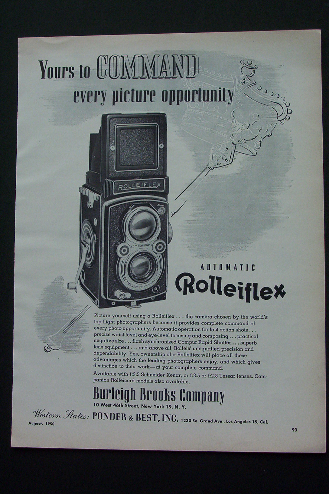 1950 Automatic Rolleiflex Camera with Picture of Camera