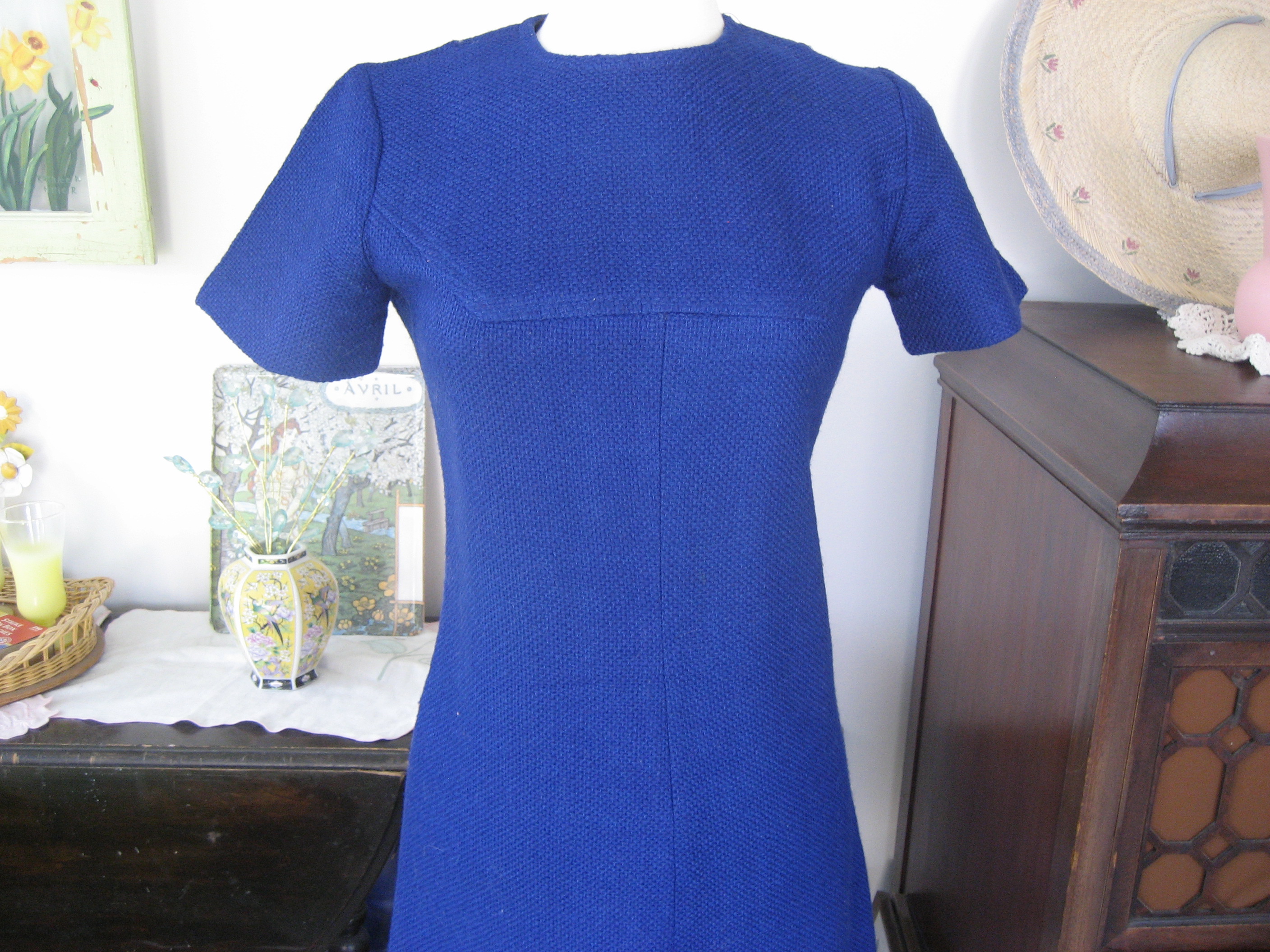 Blue Linen Shift Dress