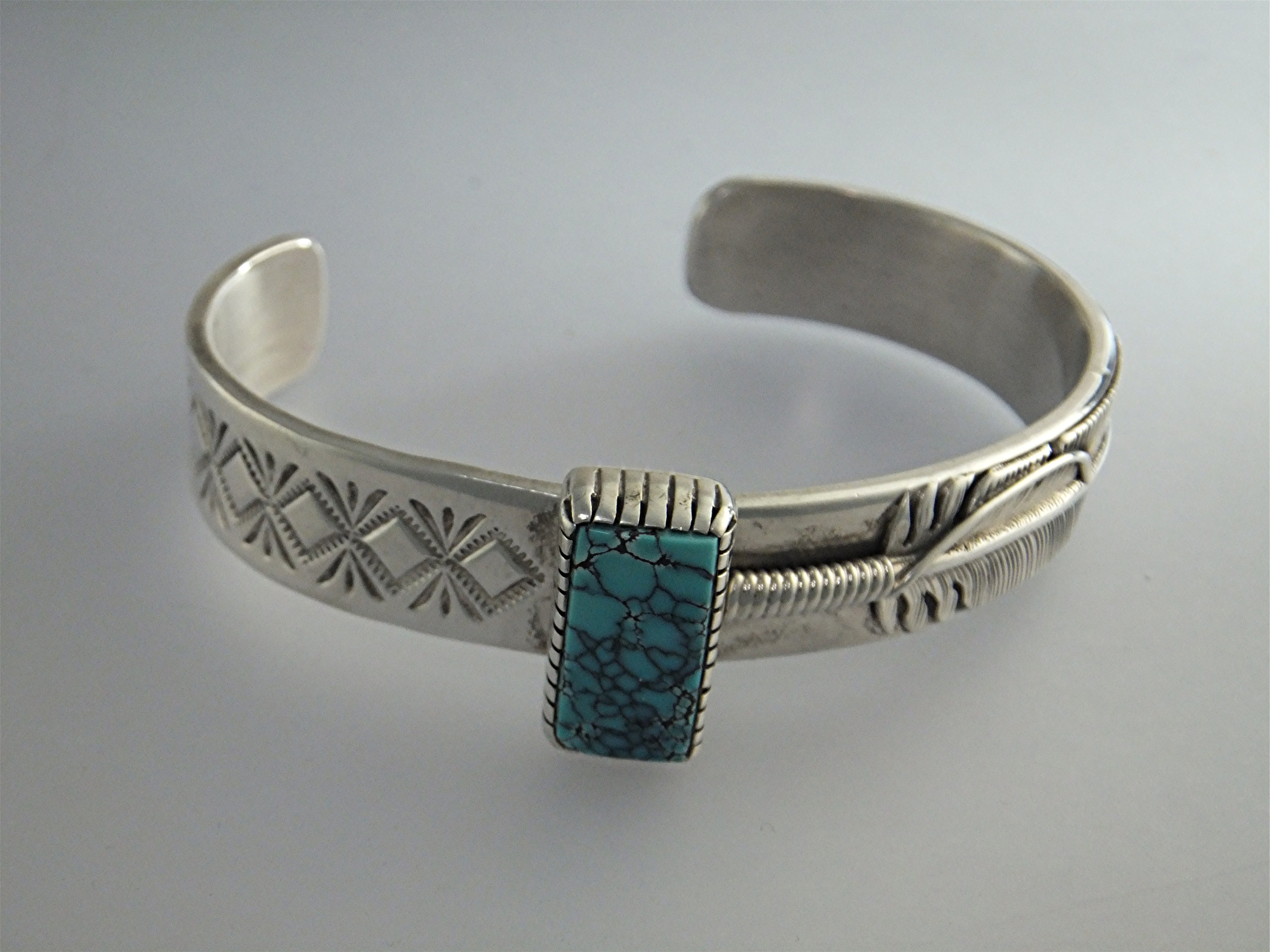 Native American Sterling Silver Turquoise Cuff Navajo