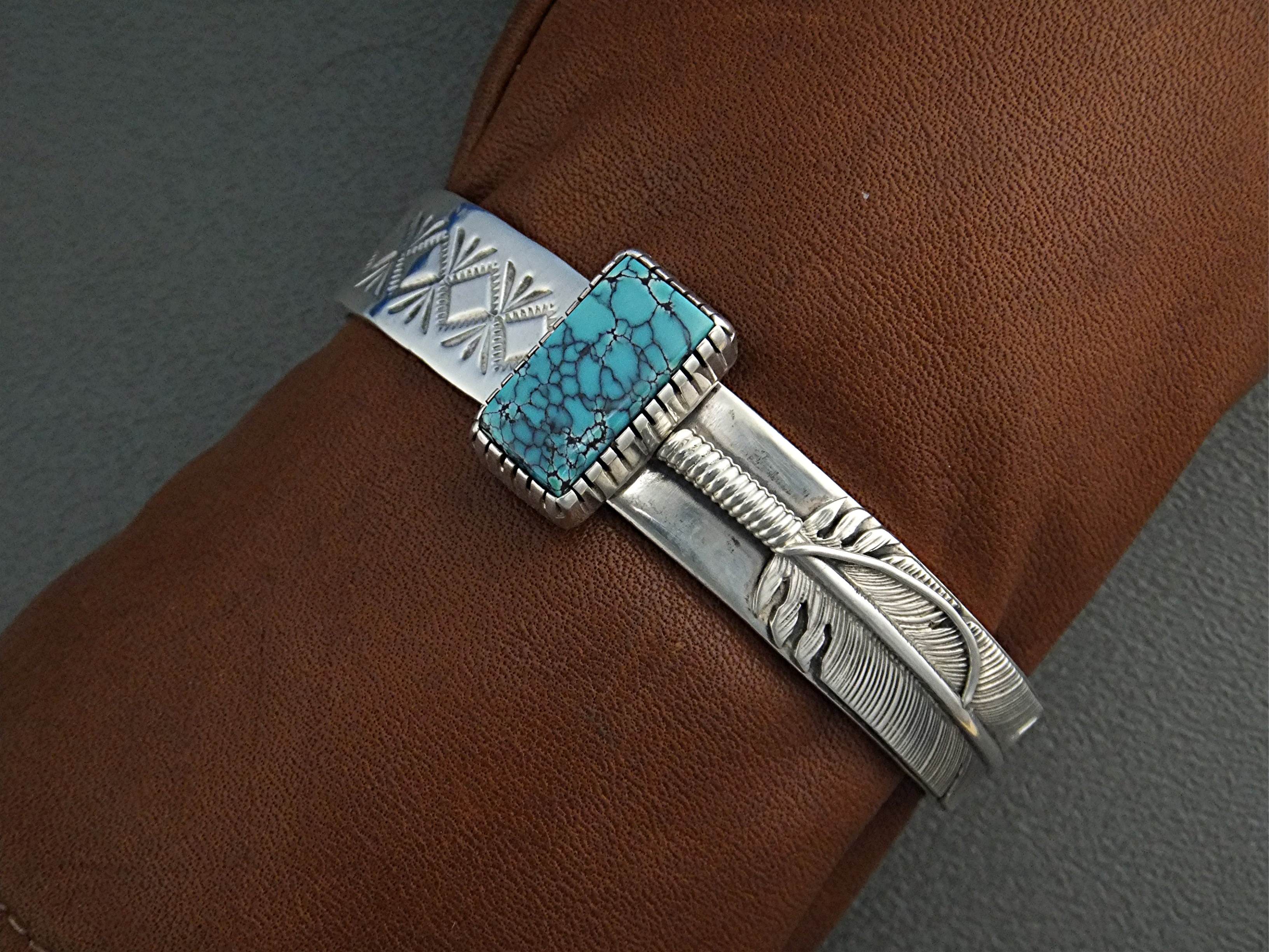 Native American Sterling Silver Turquoise Cuff Navajo
