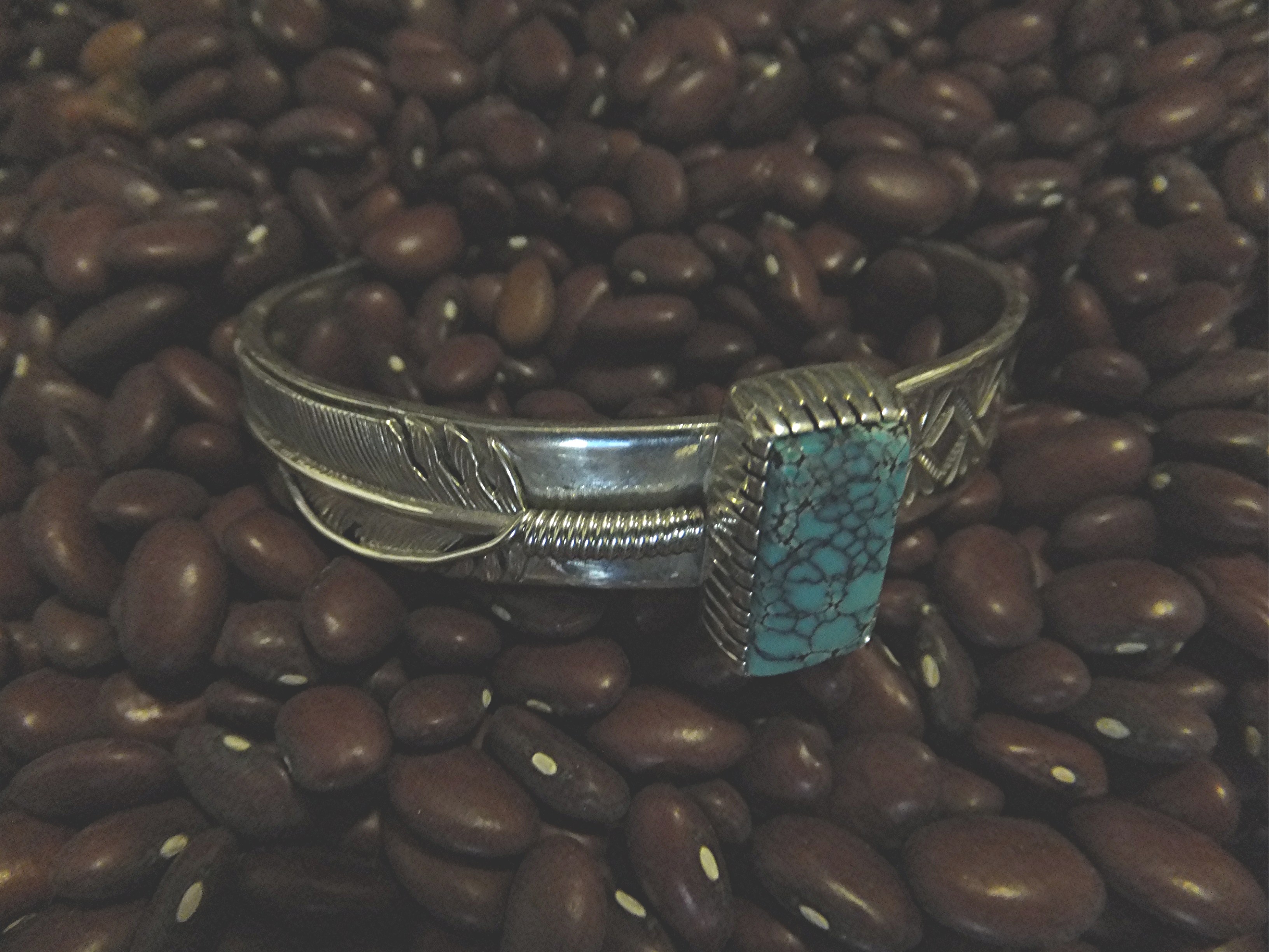 Native American Sterling Silver Turquoise Cuff Navajo