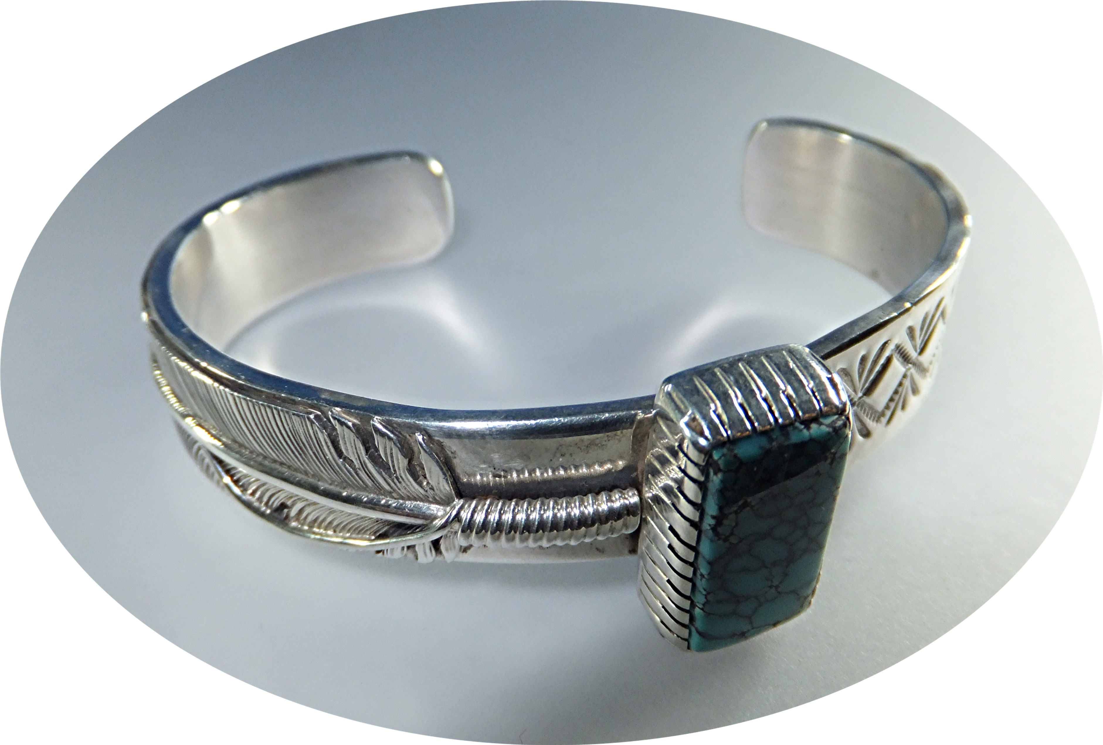 Native American Sterling Silver Turquoise Cuff Navajo