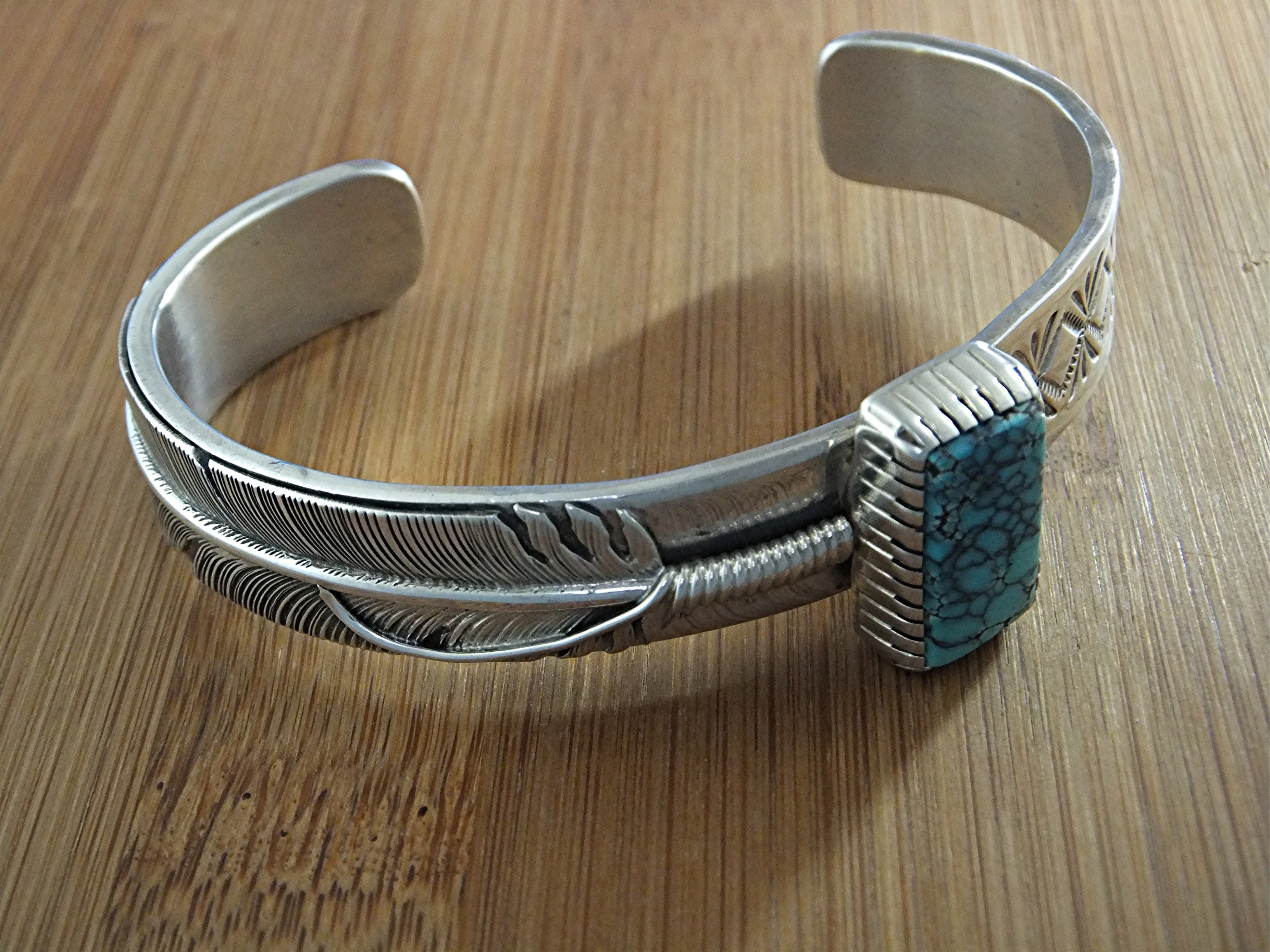 Native American Sterling Silver Turquoise Cuff Navajo