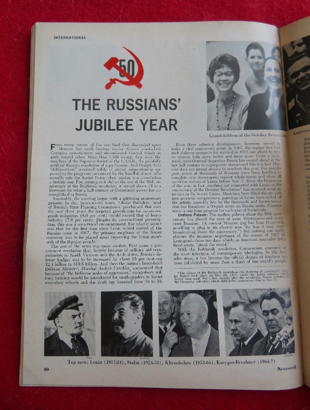 Newsweek Magazine October 23, 1967 Russia After 50 Years