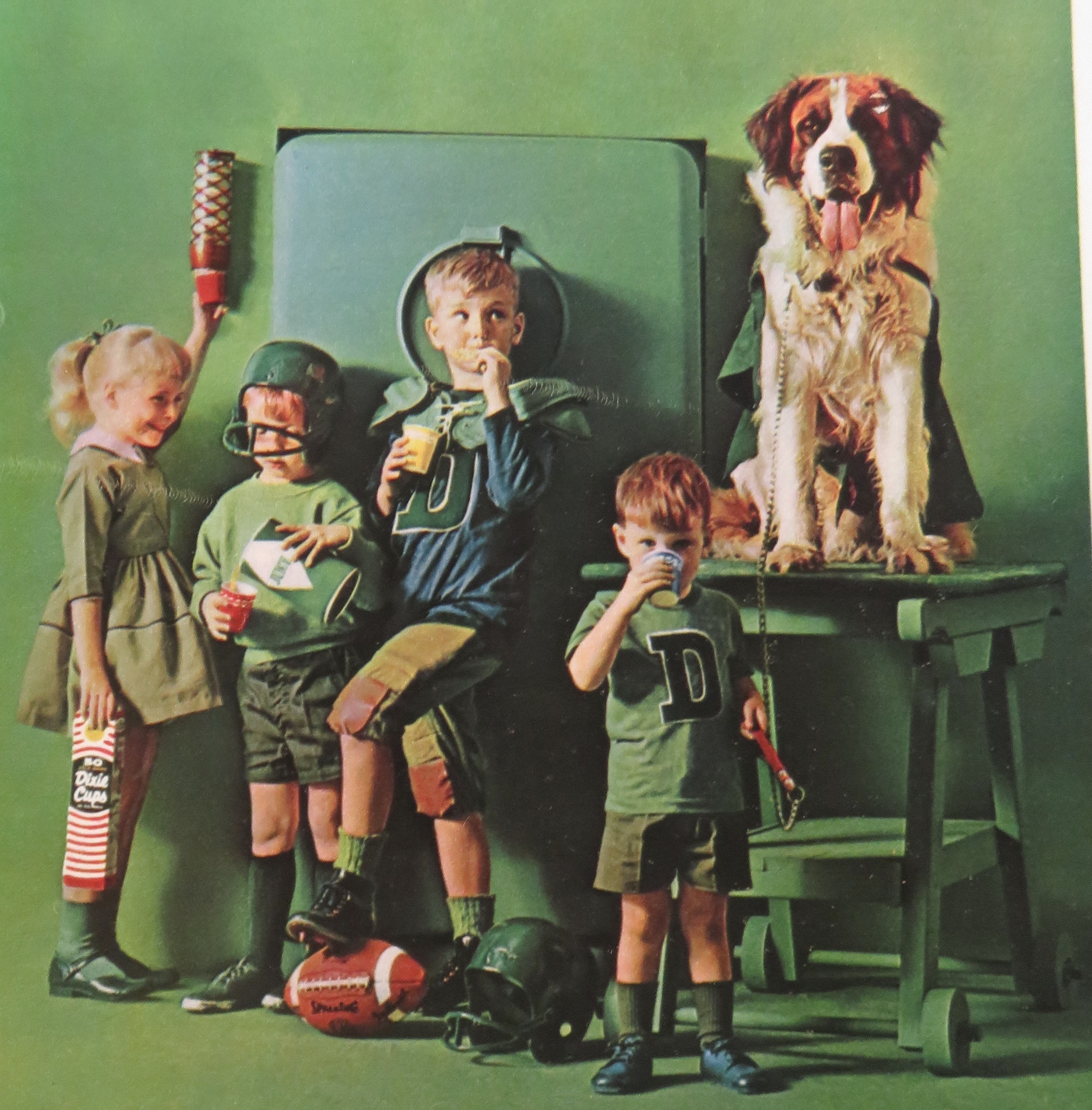 1960 Dixie Cups with Kids Drinking From Dixie Cups