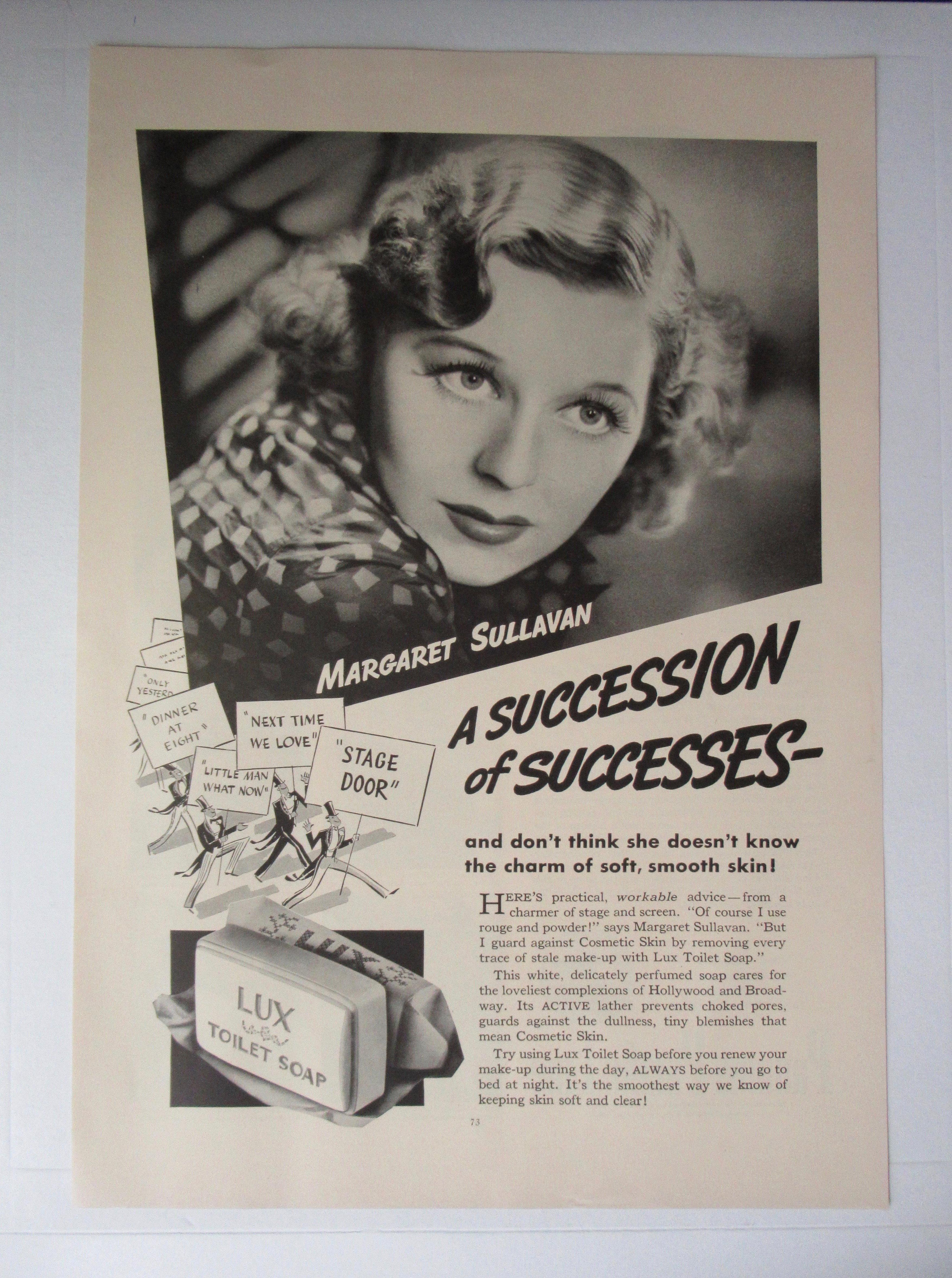 1936 Lux Toilet Soap with Margaret Sullavan