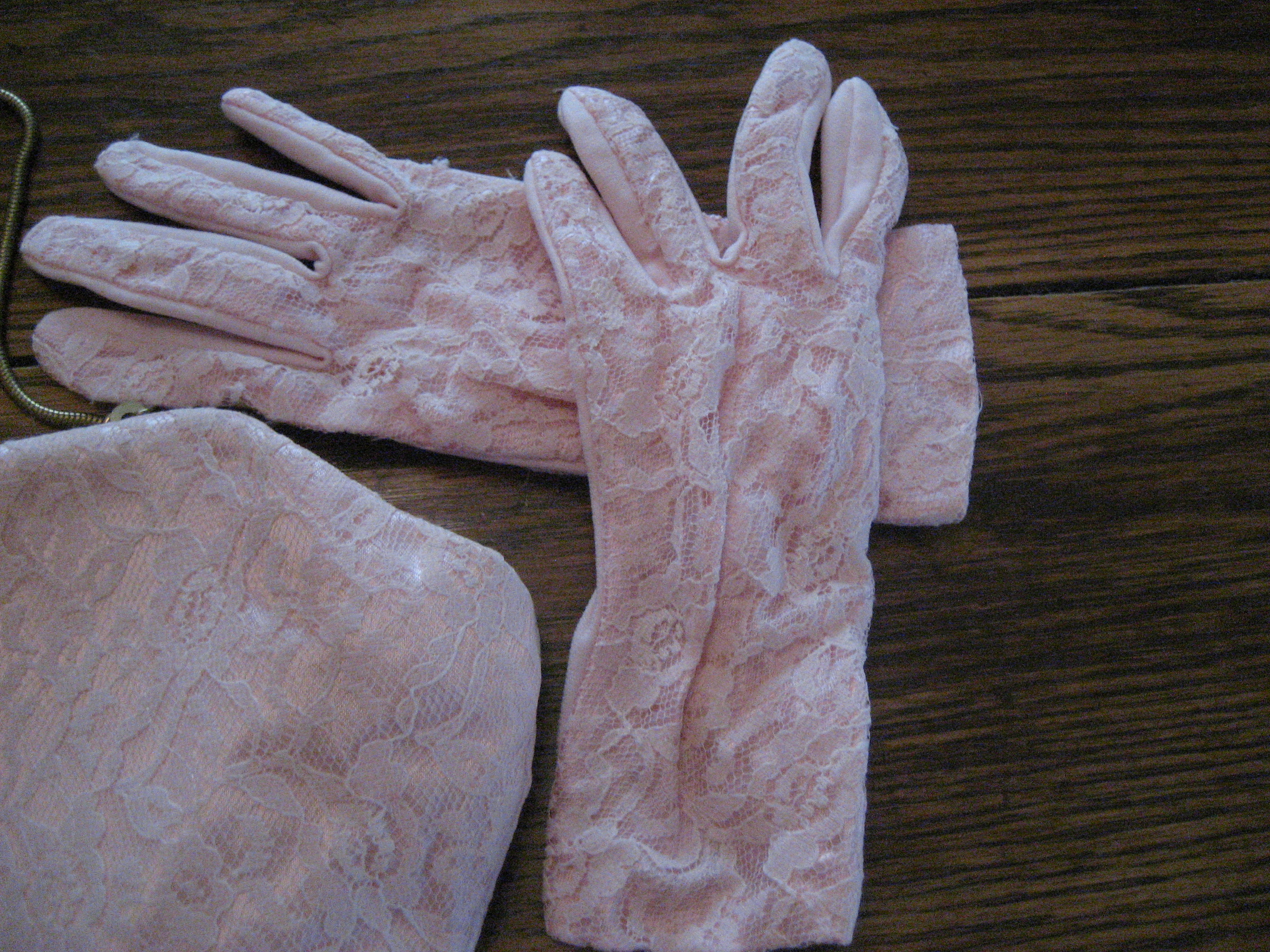Matching Pink Lace Purse and Gloves
