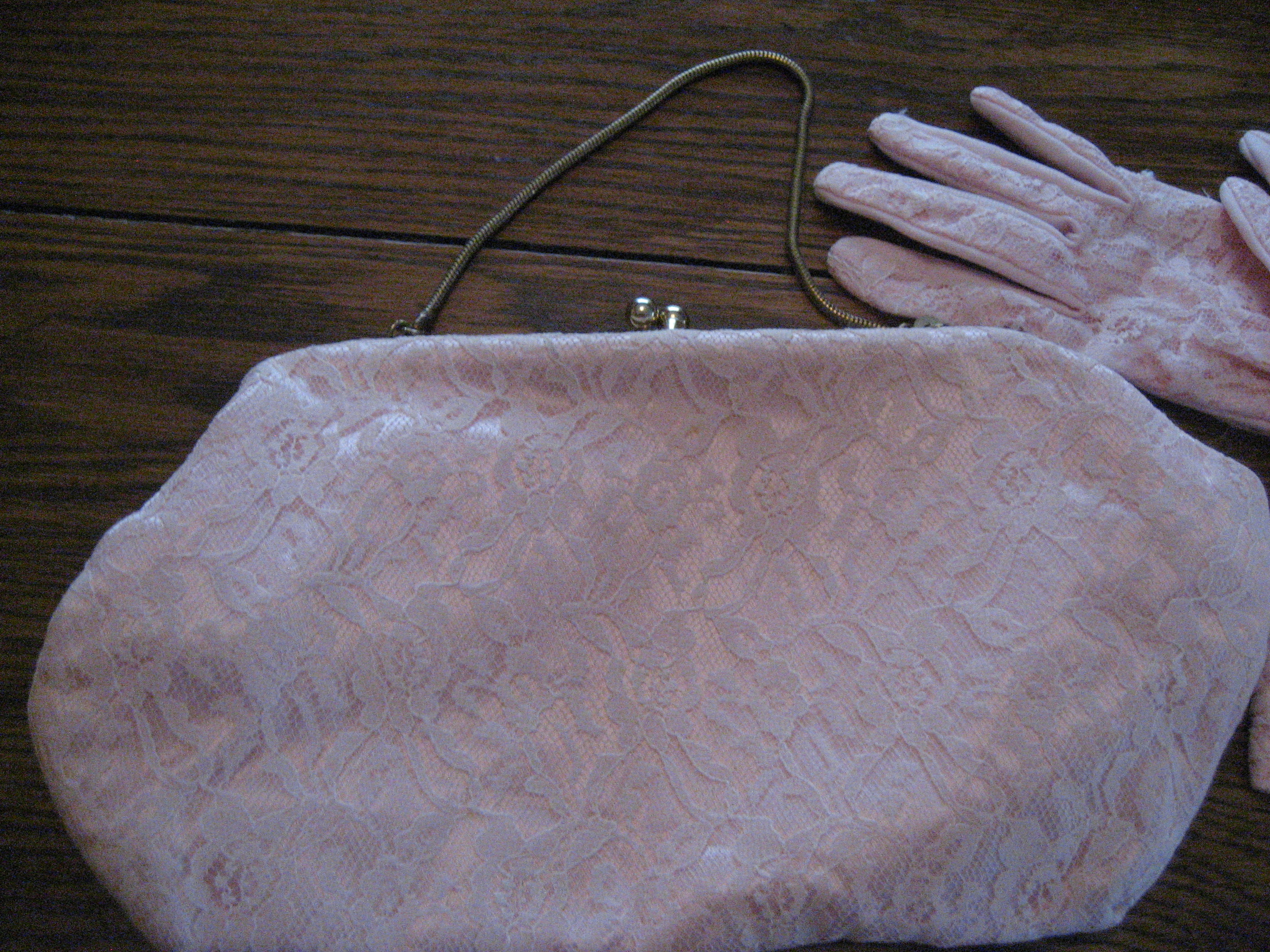 Matching Pink Lace Purse and Gloves