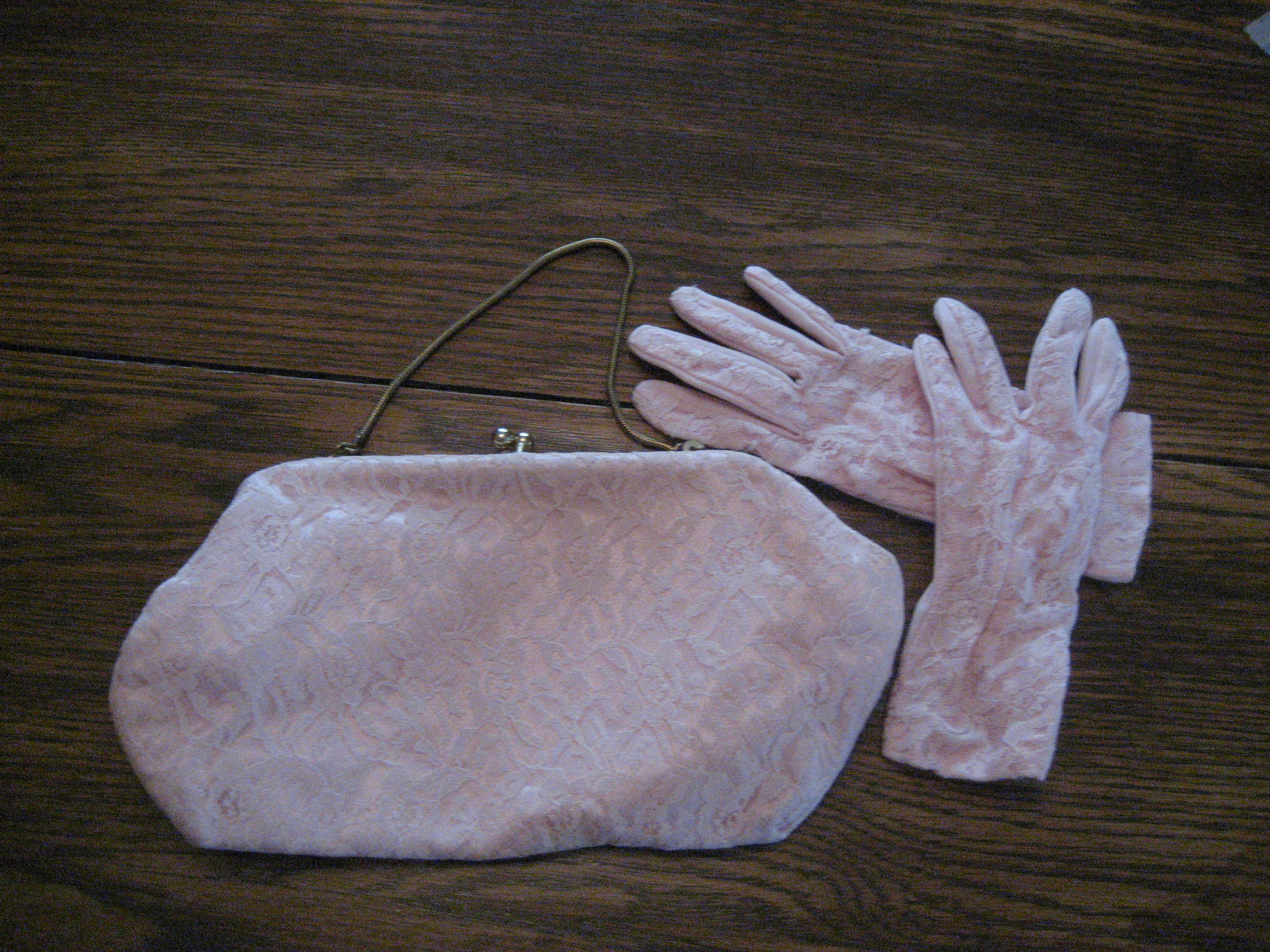 Matching Pink Lace Purse and Gloves