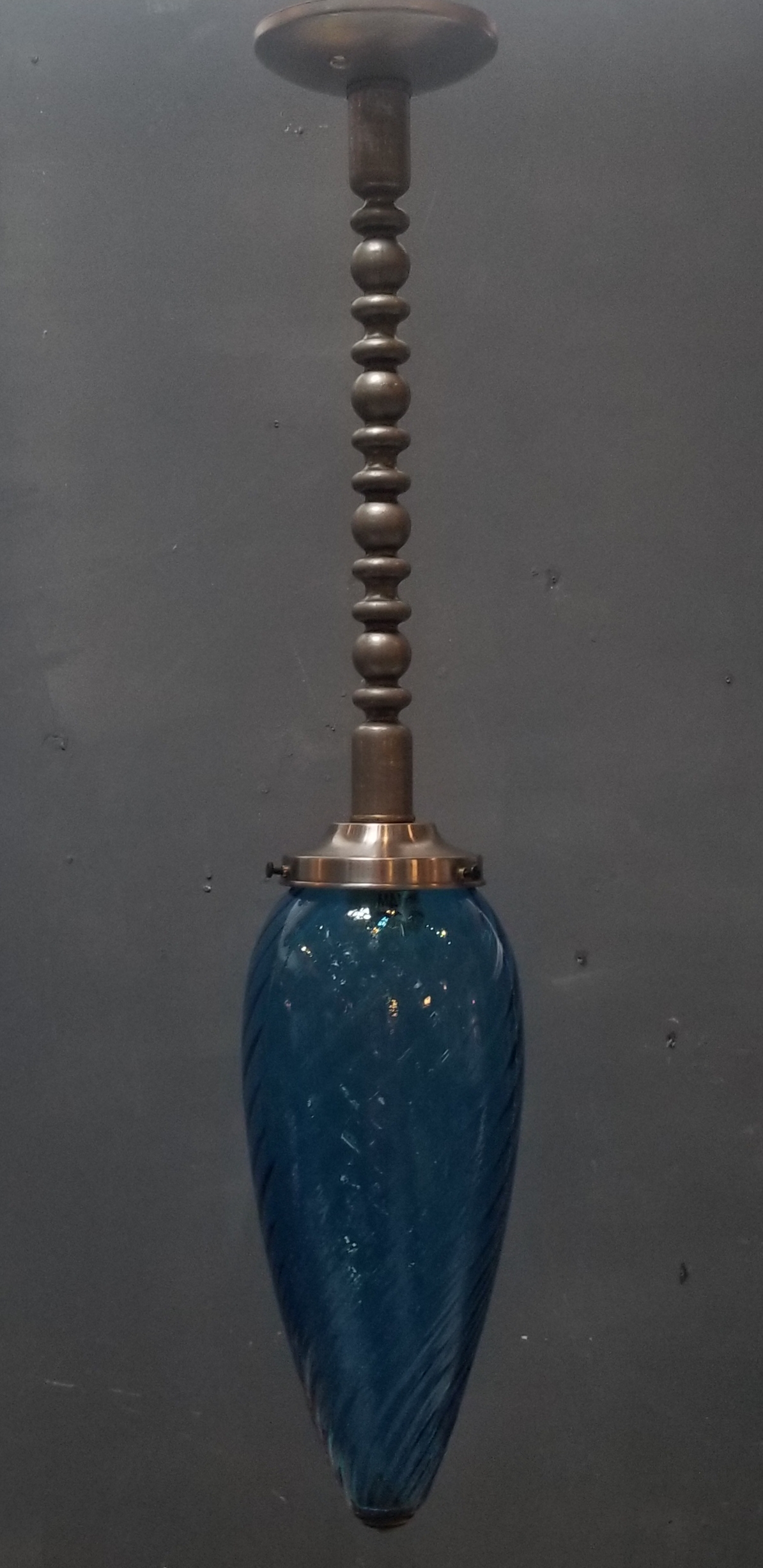 SET of 2 BLUE SWIRLED GLASS PENDANTS