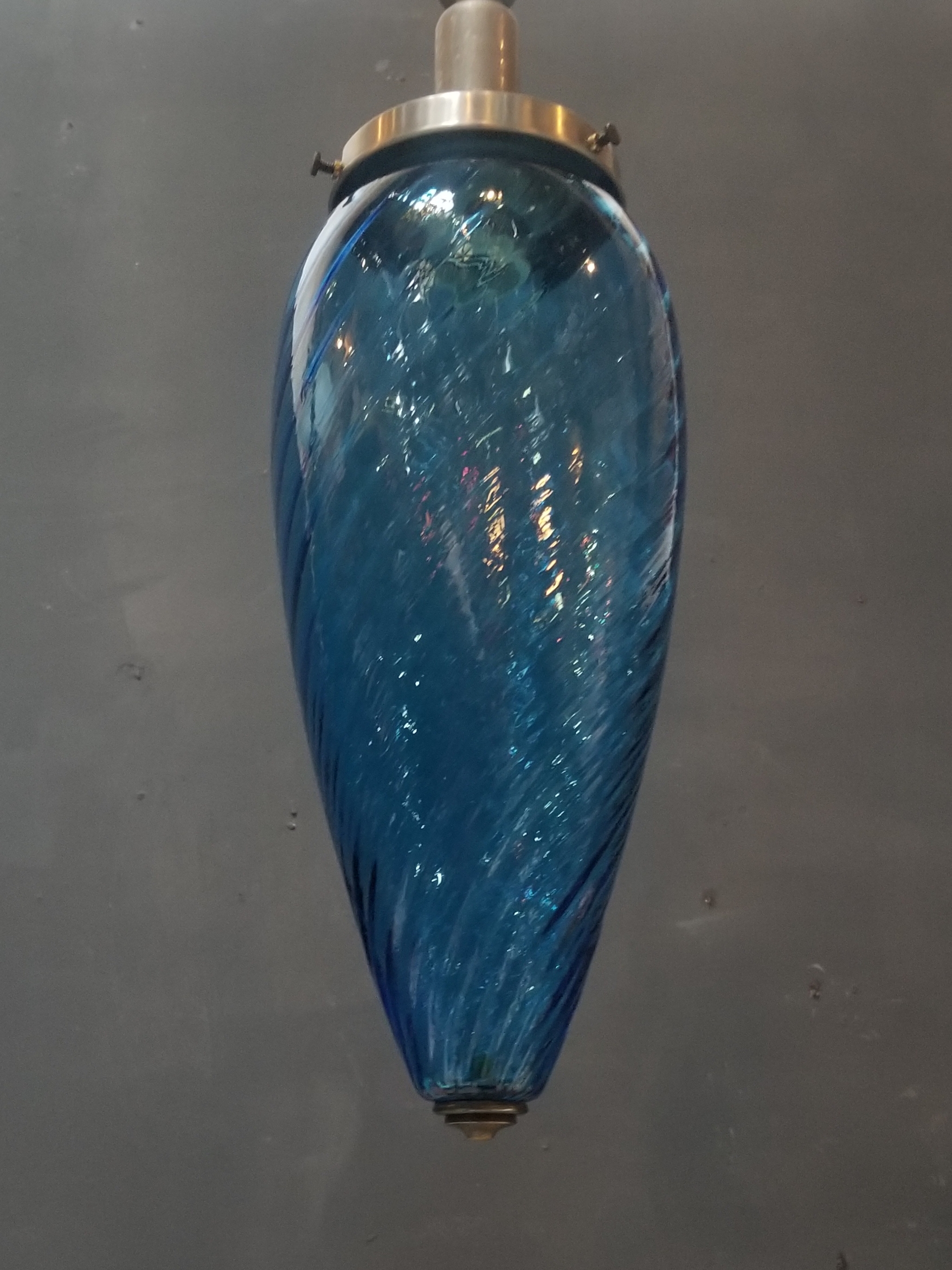 SET of 2 BLUE SWIRLED GLASS PENDANTS