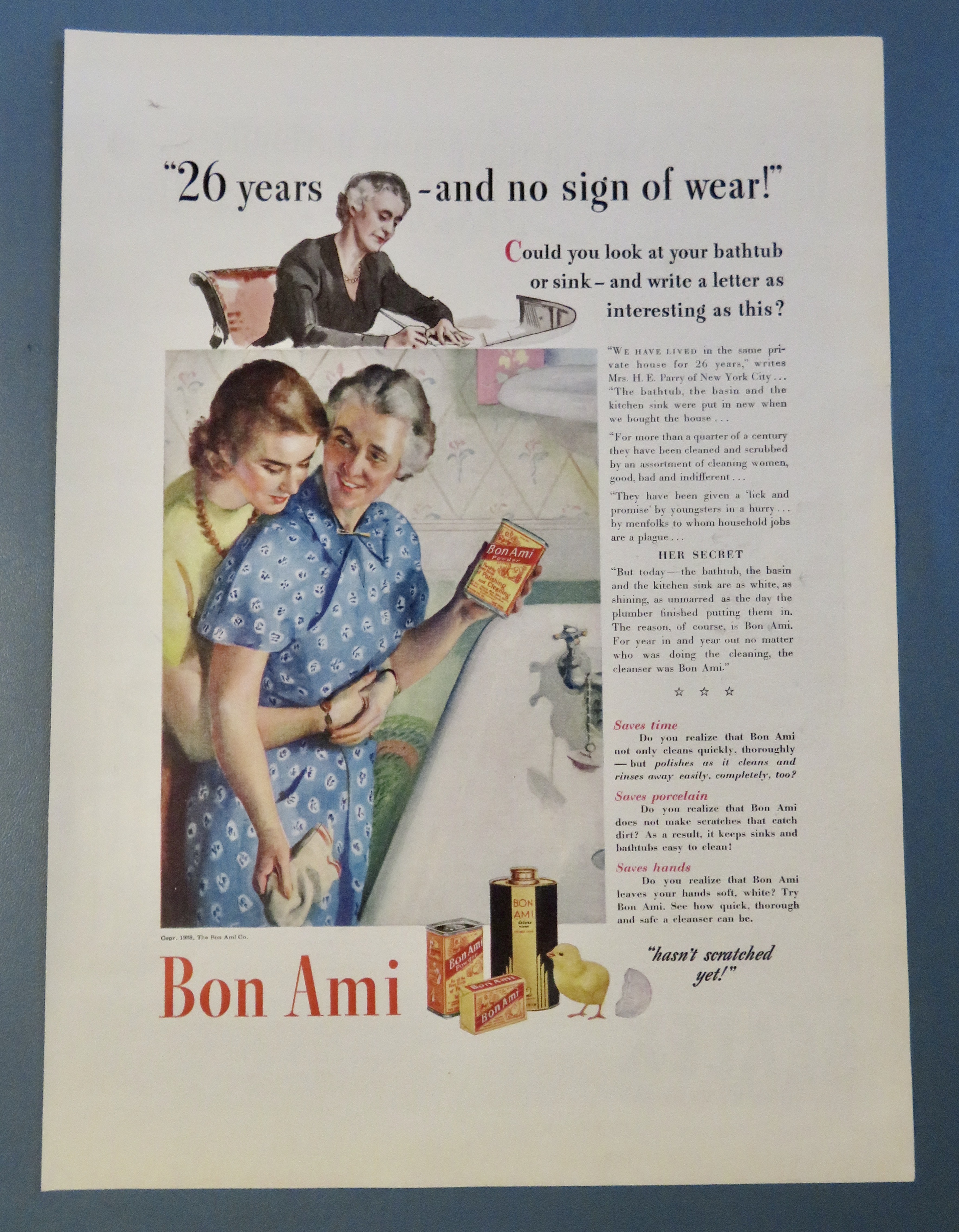 1938 Bon Ami Cleaner with Daughter Hugging Mother