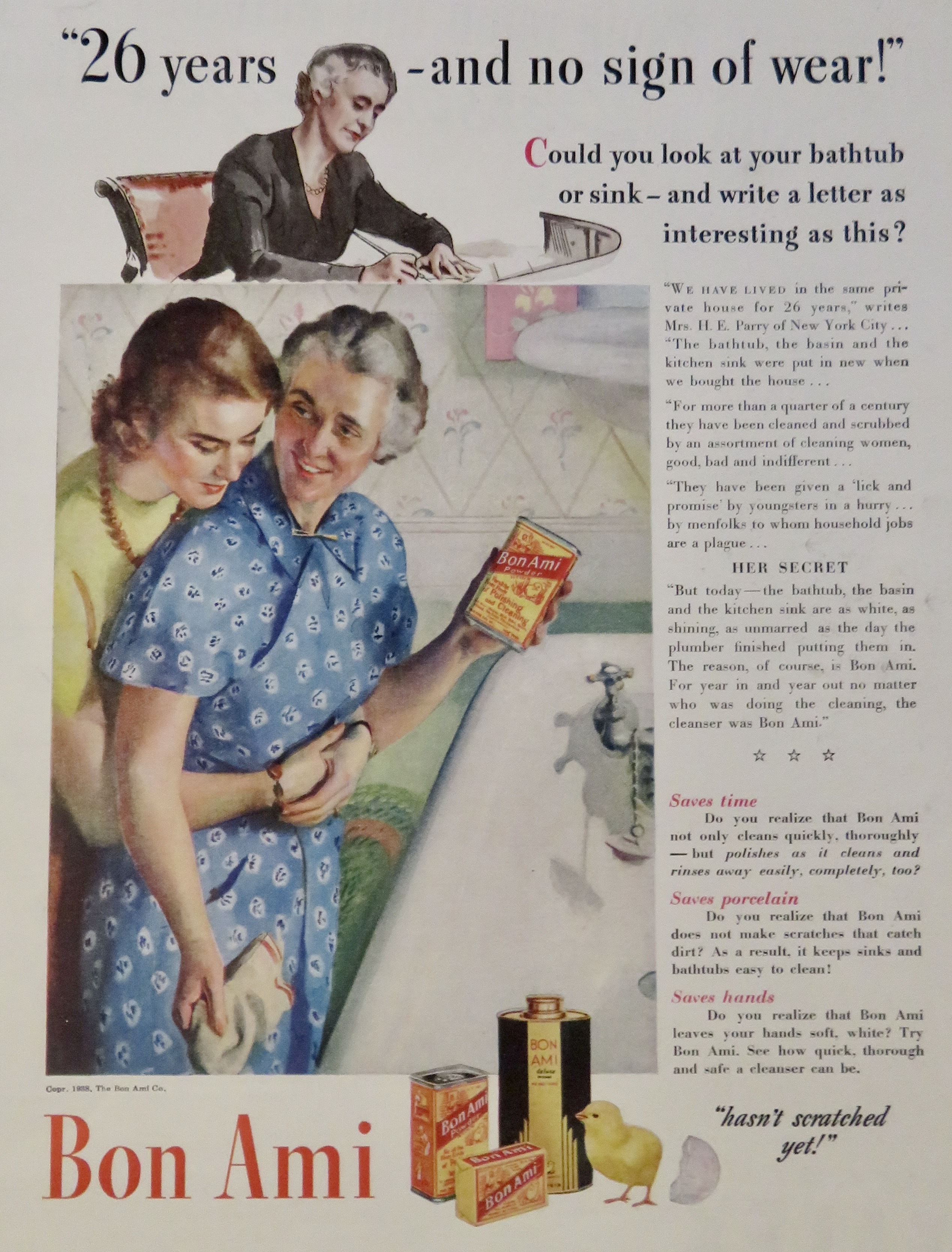1938 Bon Ami Cleaner with Daughter Hugging Mother