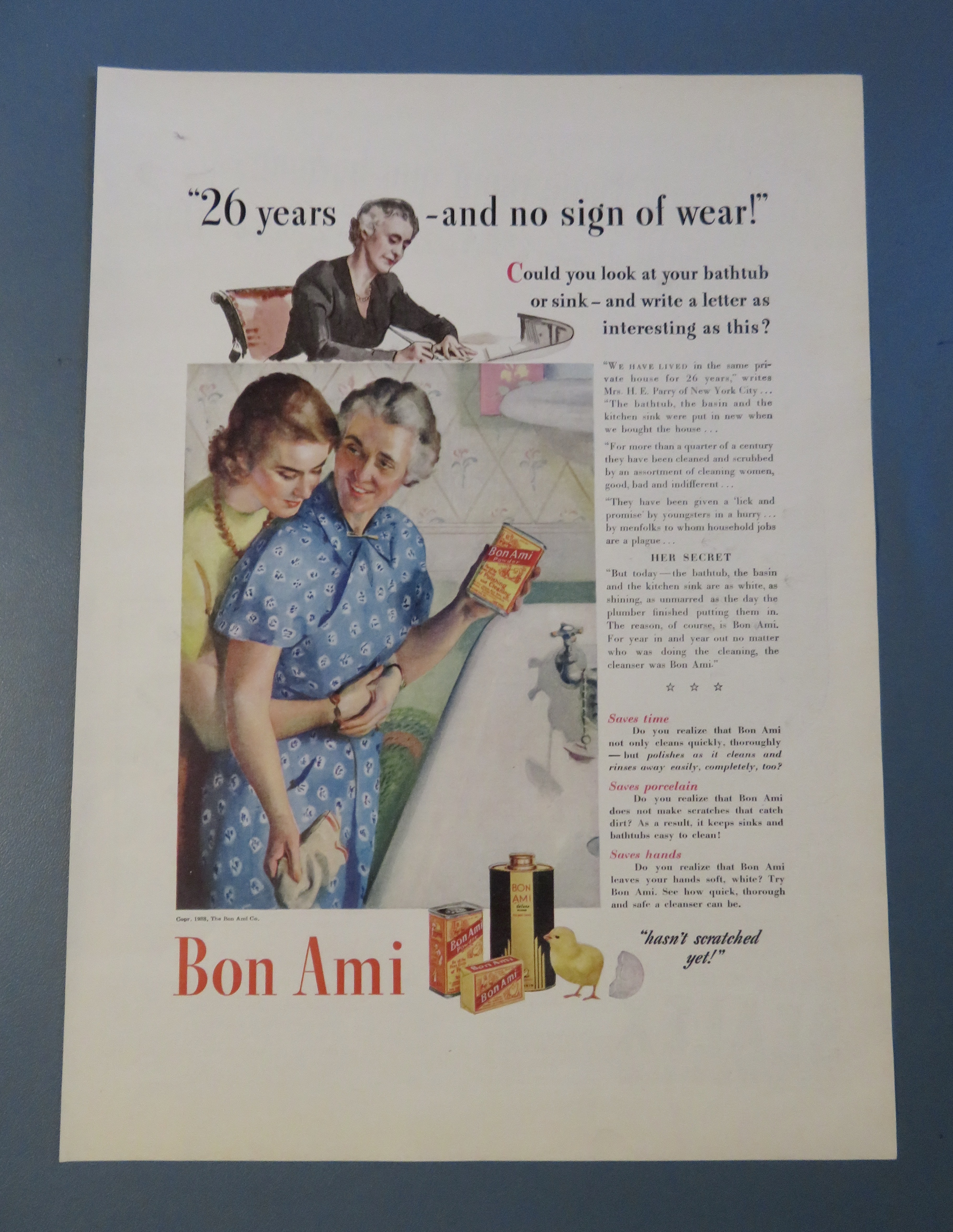 1938 Bon Ami Cleaner with Daughter Hugging Mother