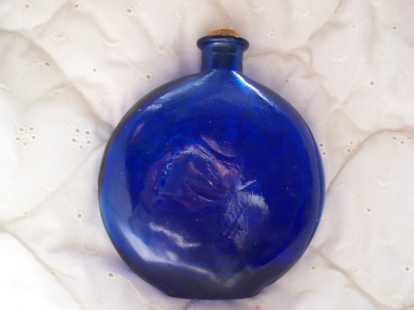 Cobalt Blue Glass Bottle ornate hard to find