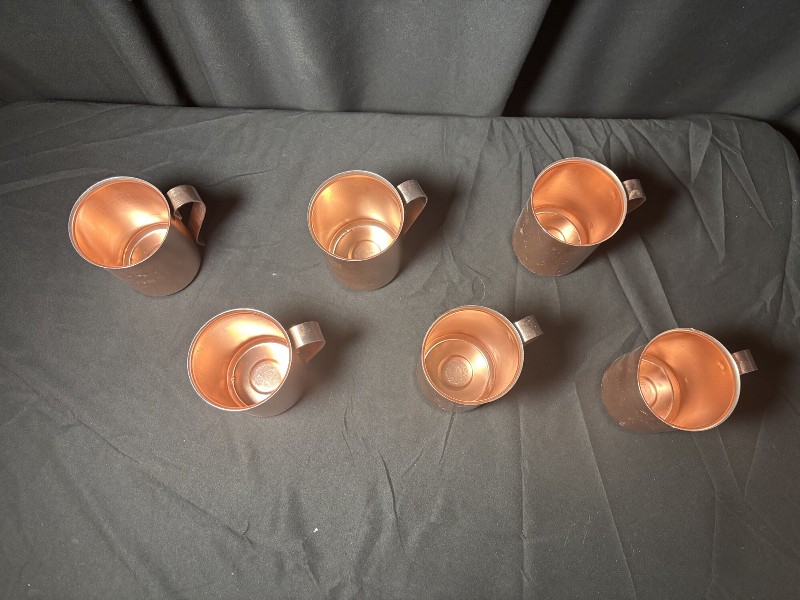 Vintage Color Craft Copper-Tone Aluminum Mugs - Set of 6