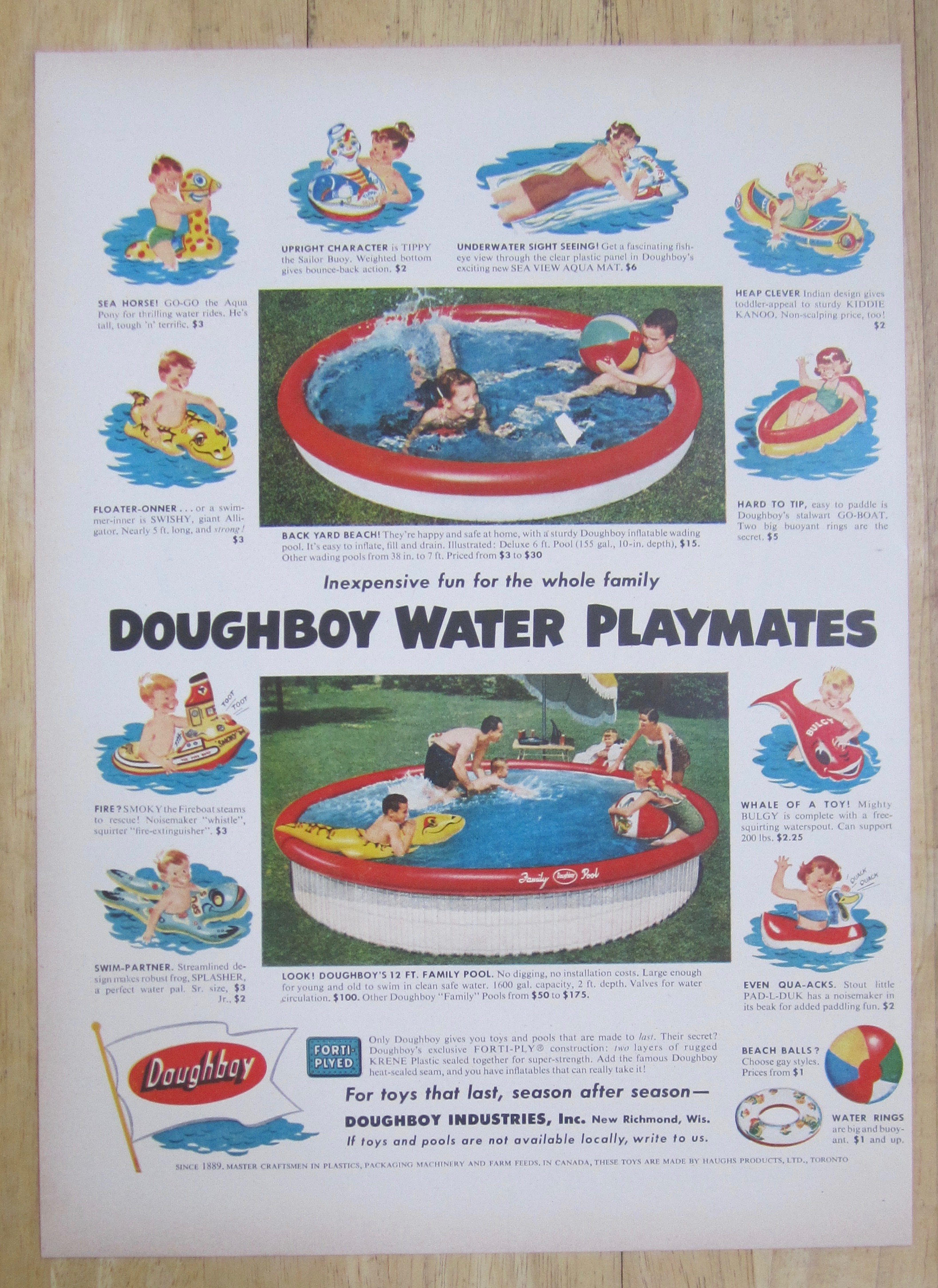 1954 Doughboy Water Playmates w/ Different Water Toys