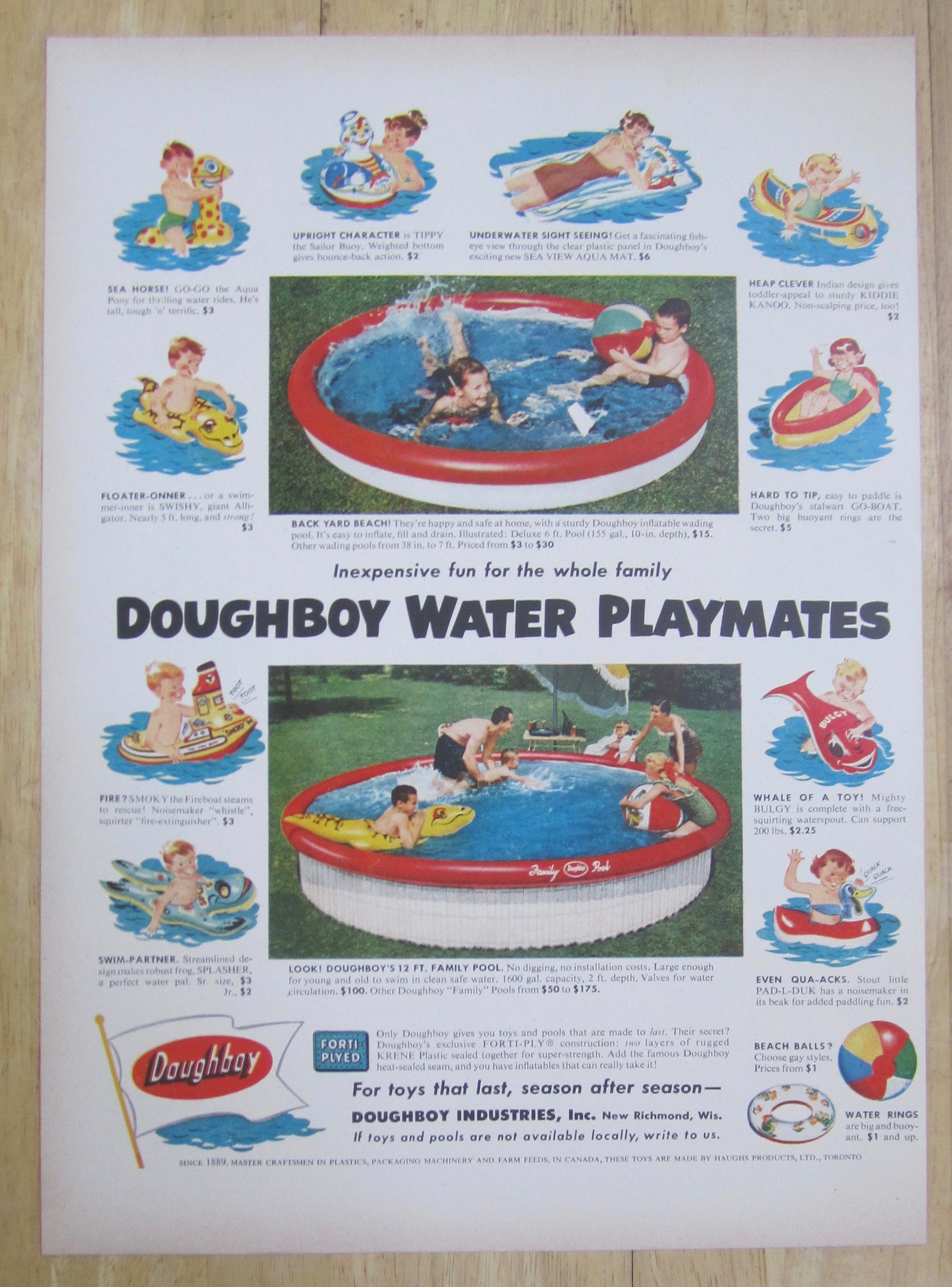 1954 Doughboy Water Playmates w/ Different Water Toys