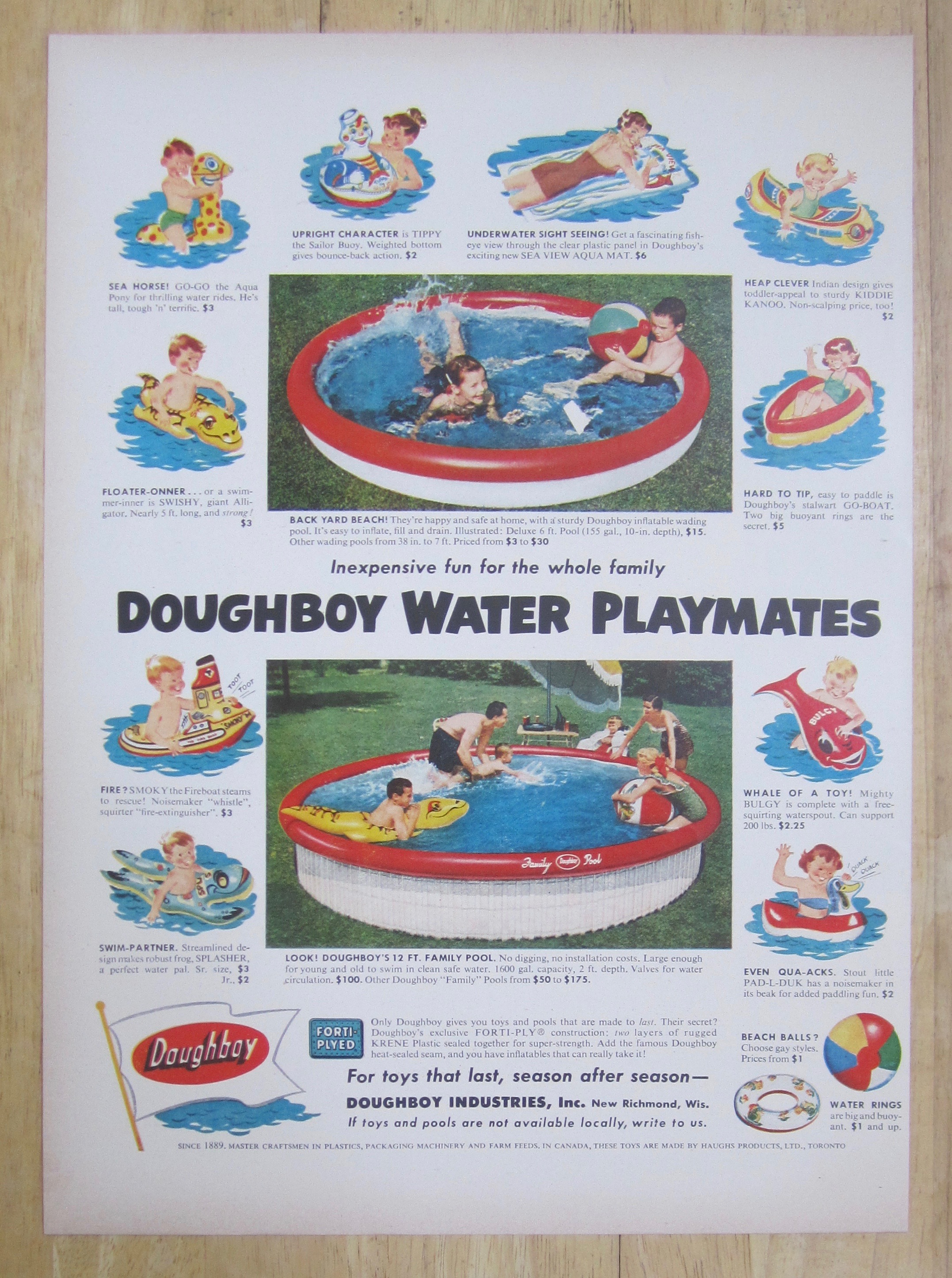 1954 Doughboy Water Playmates w/ Different Water Toys