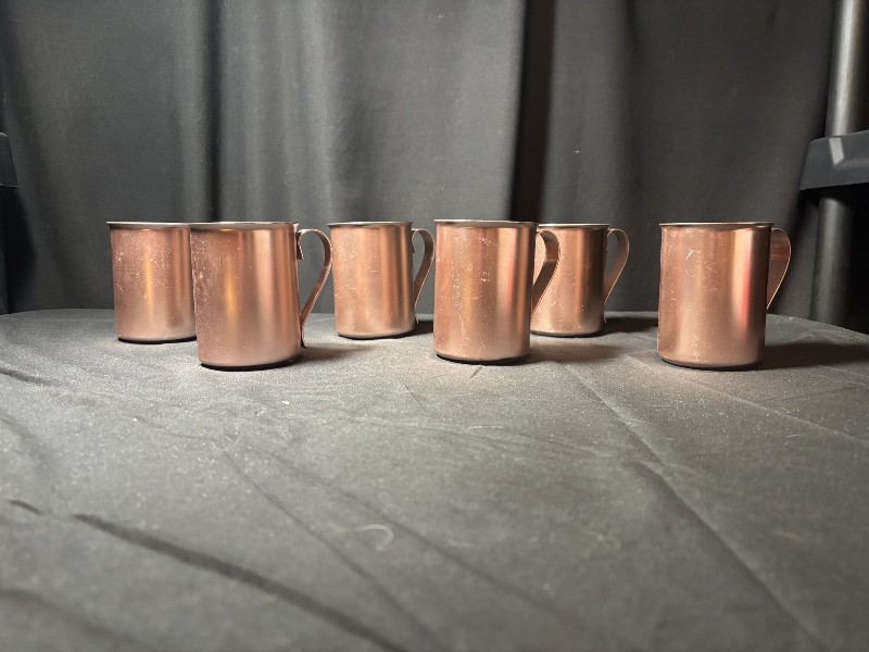 Vintage Color Craft Copper-Tone Aluminum Mugs - Set of 6