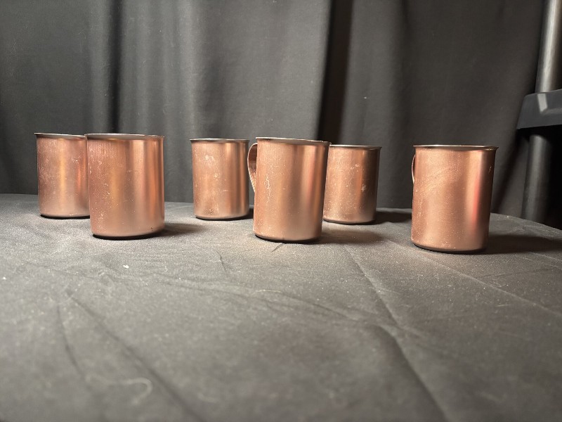 Vintage Color Craft Copper-Tone Aluminum Mugs - Set of 6