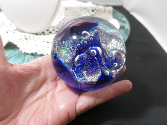 Ed Kozlowski Jr Paperweight Gorgeous Dichroic Art Glass Bubble