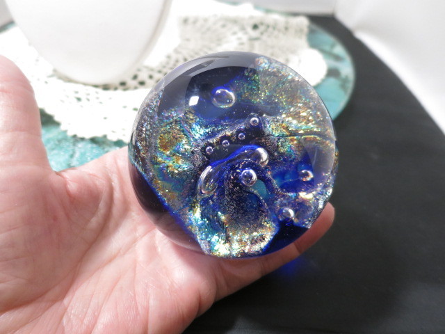 Ed Kozlowski Jr Paperweight Gorgeous Dichroic Art Glass Bubble