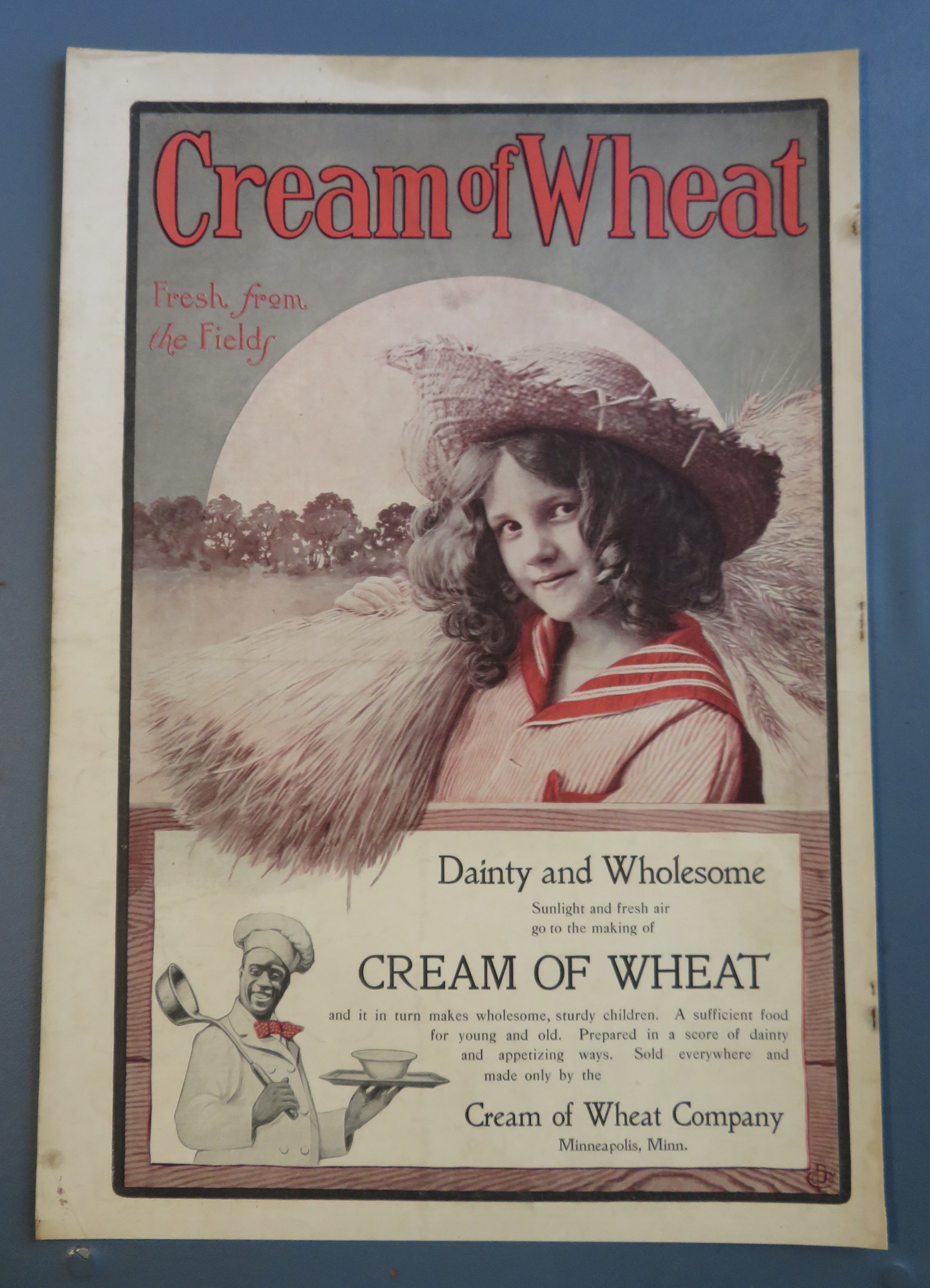 1900 Cream Of Wheat Cereal with Farm Girl Holding Wheat