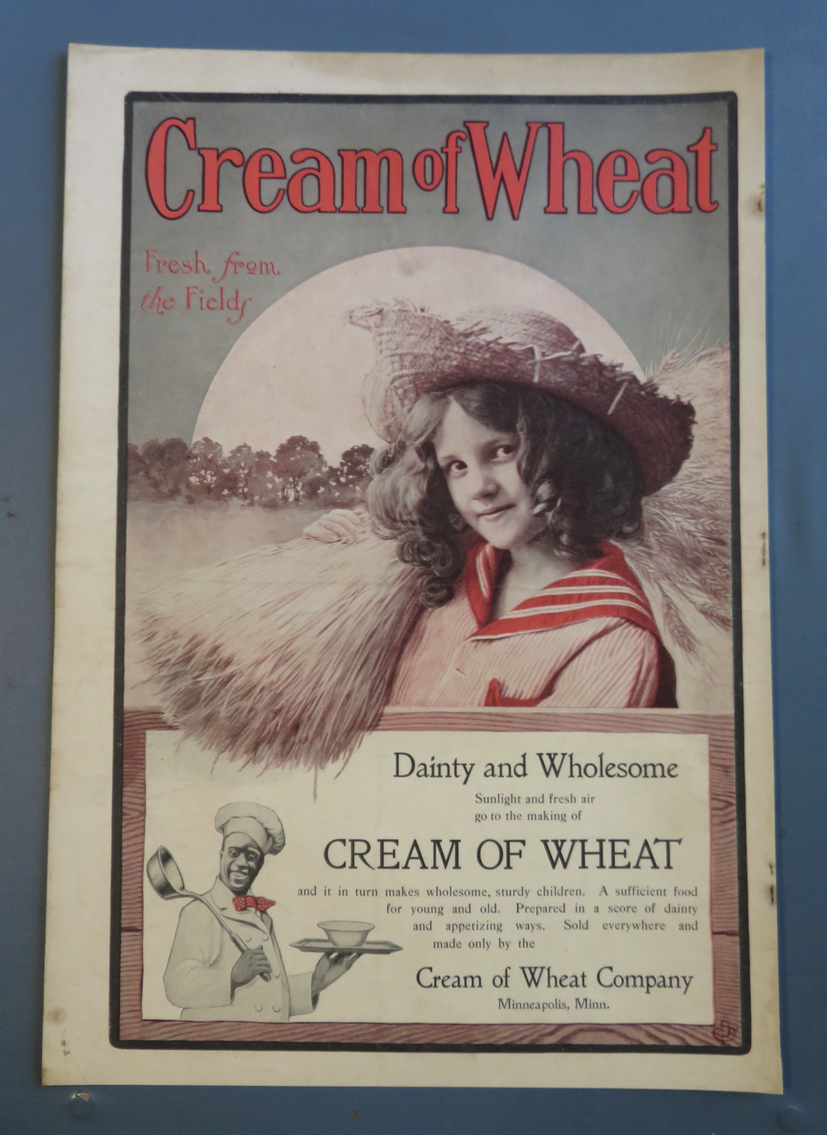 1900 Cream Of Wheat Cereal with Farm Girl Holding Wheat