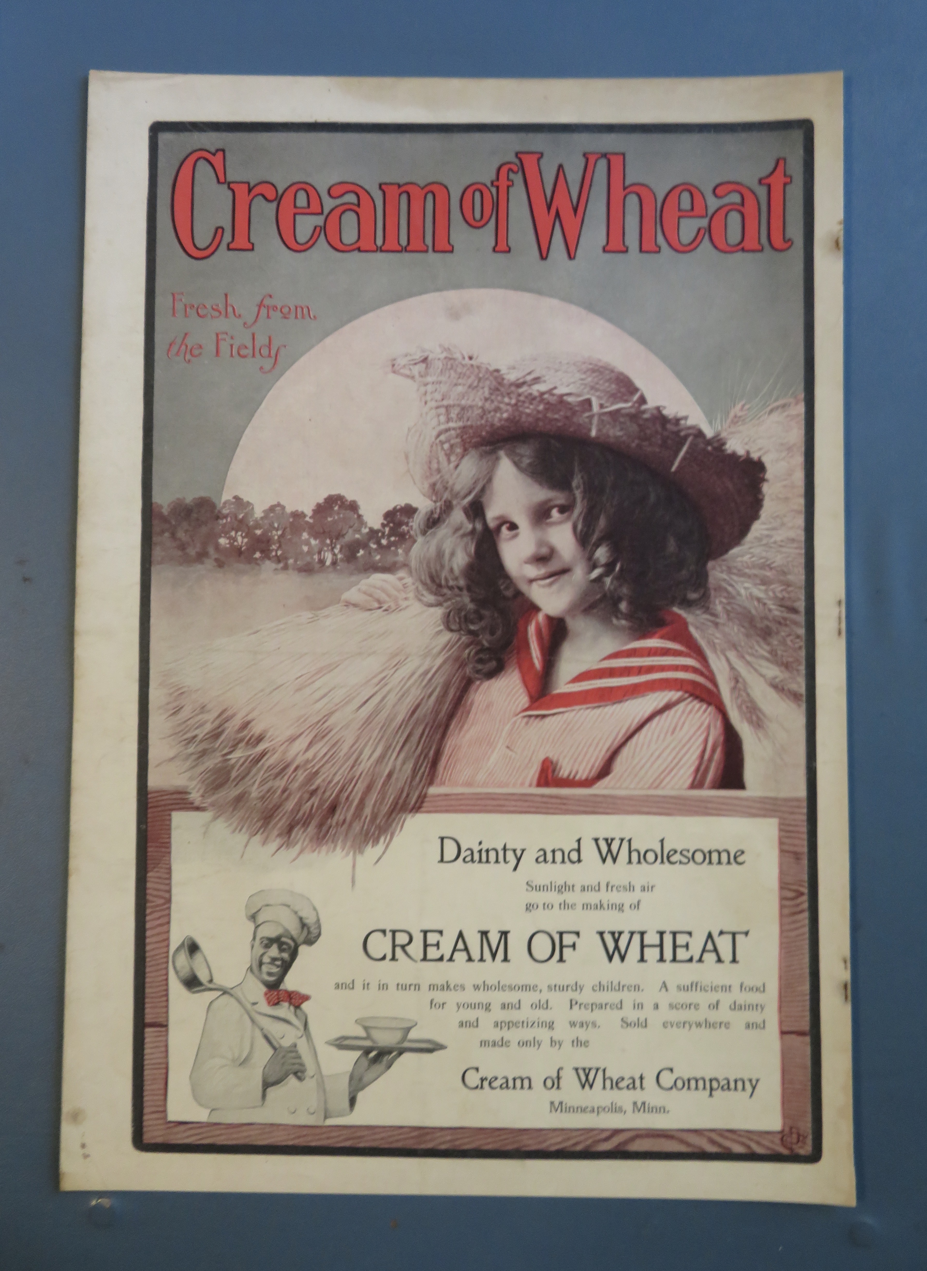 1900 Cream Of Wheat Cereal with Farm Girl Holding Wheat