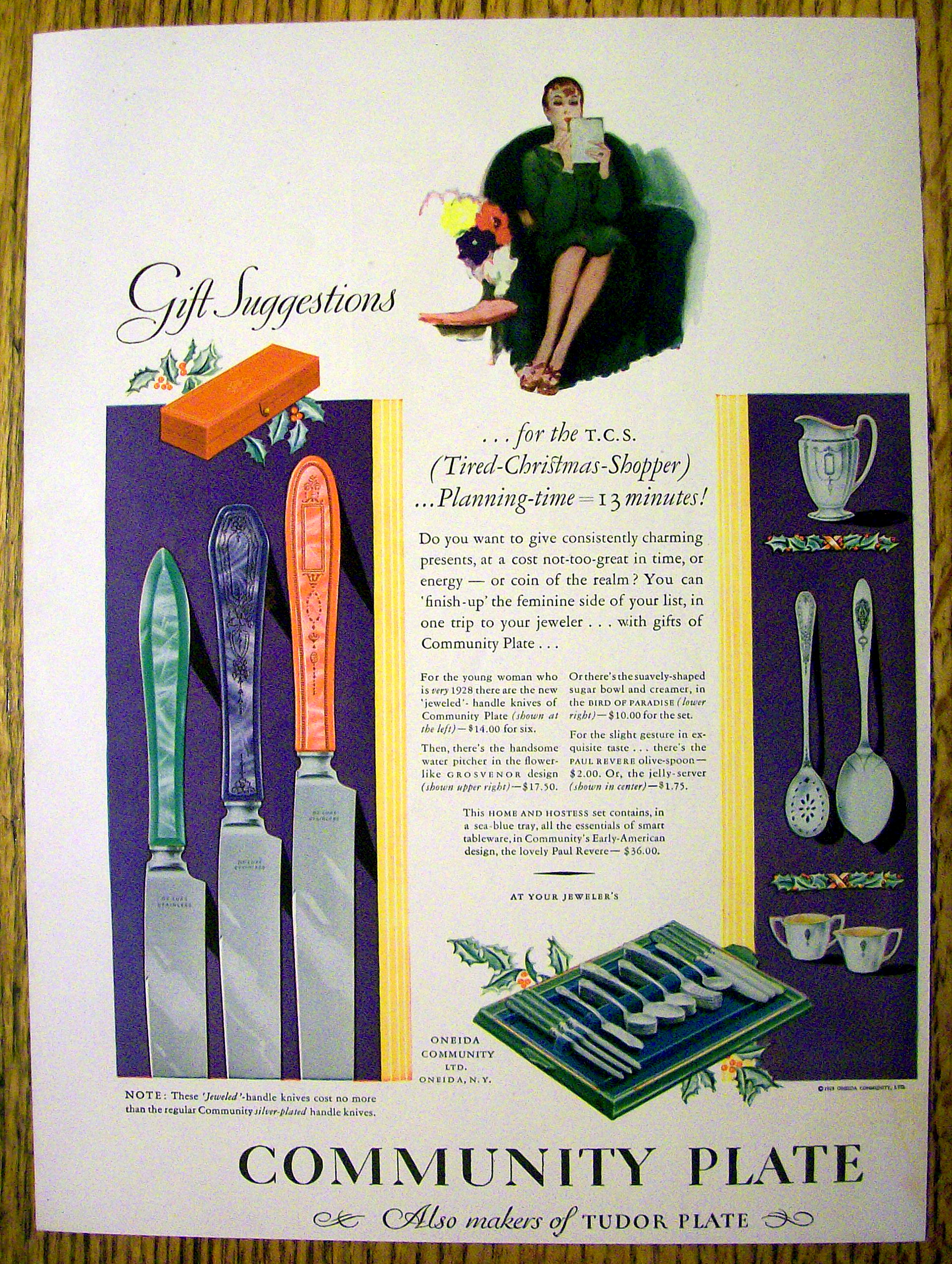 1928 Community Plate with Jeweled Handled Knives