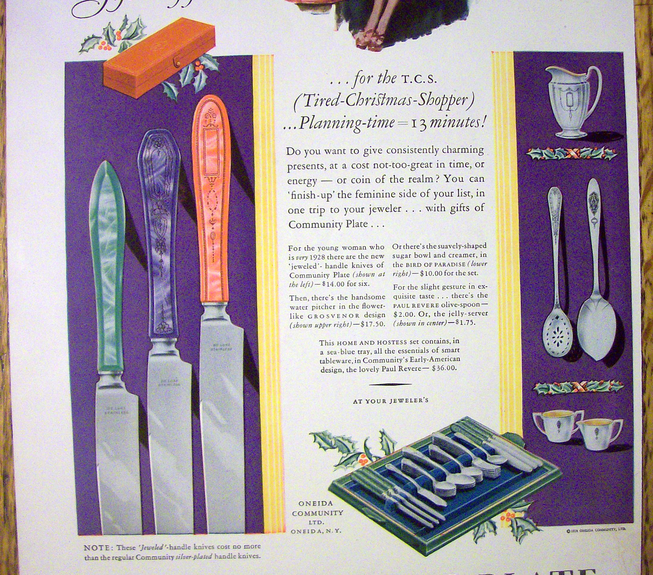 1928 Community Plate with Jeweled Handled Knives