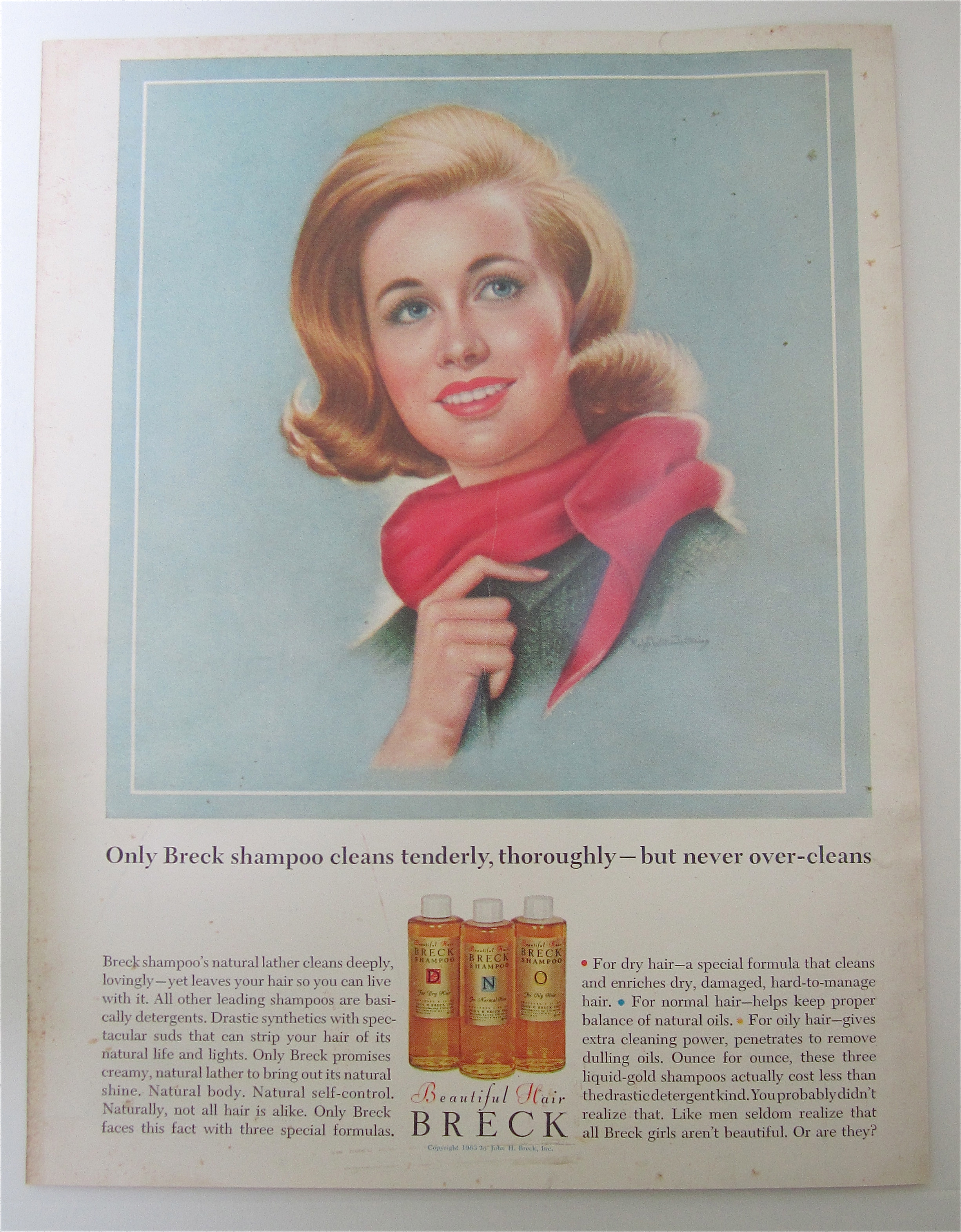 1964 Breck Shampoo with Lovely Blond Wearing Red Scarf