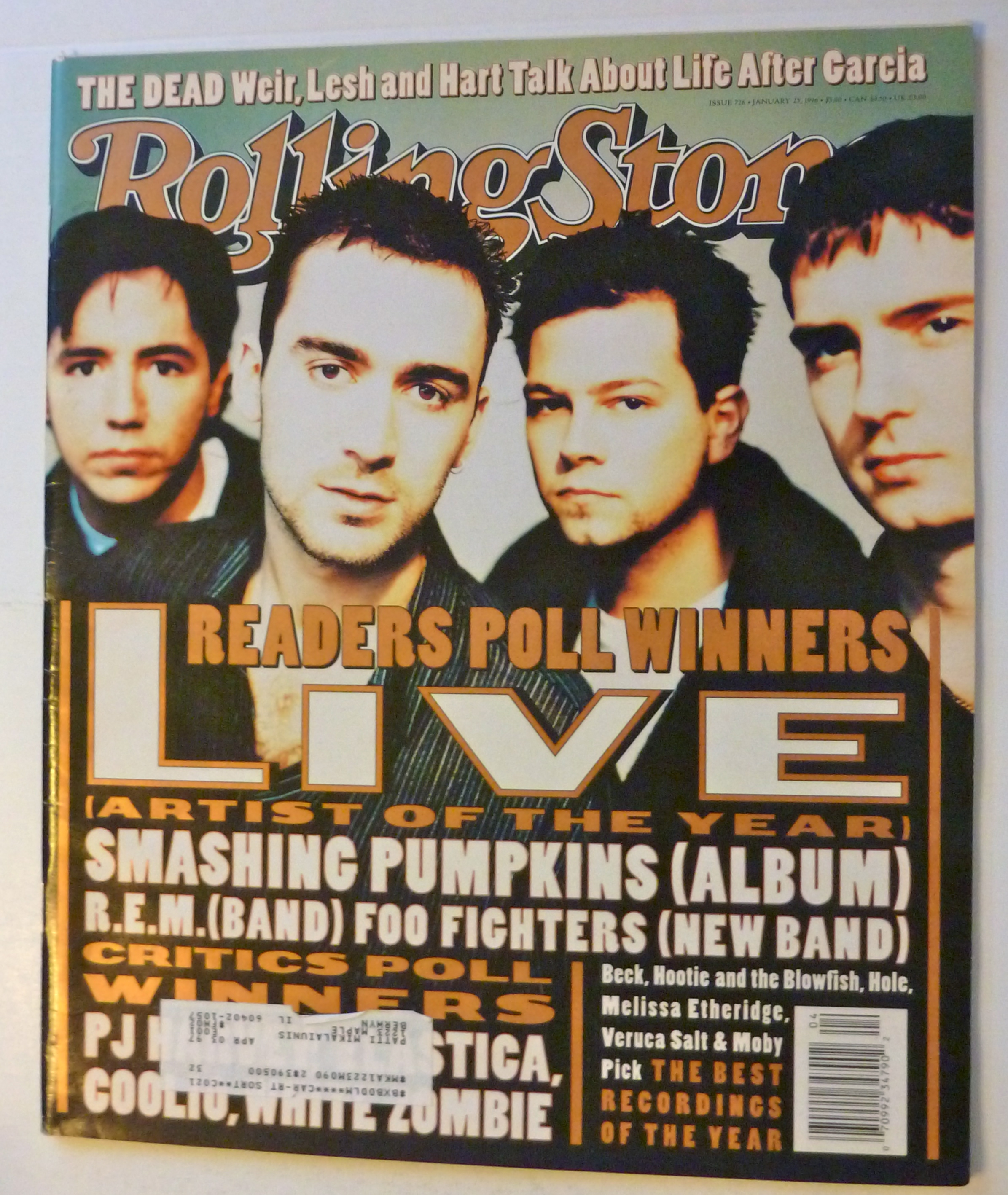 Rolling Stone Magazine January 25, 1996 Readers Poll