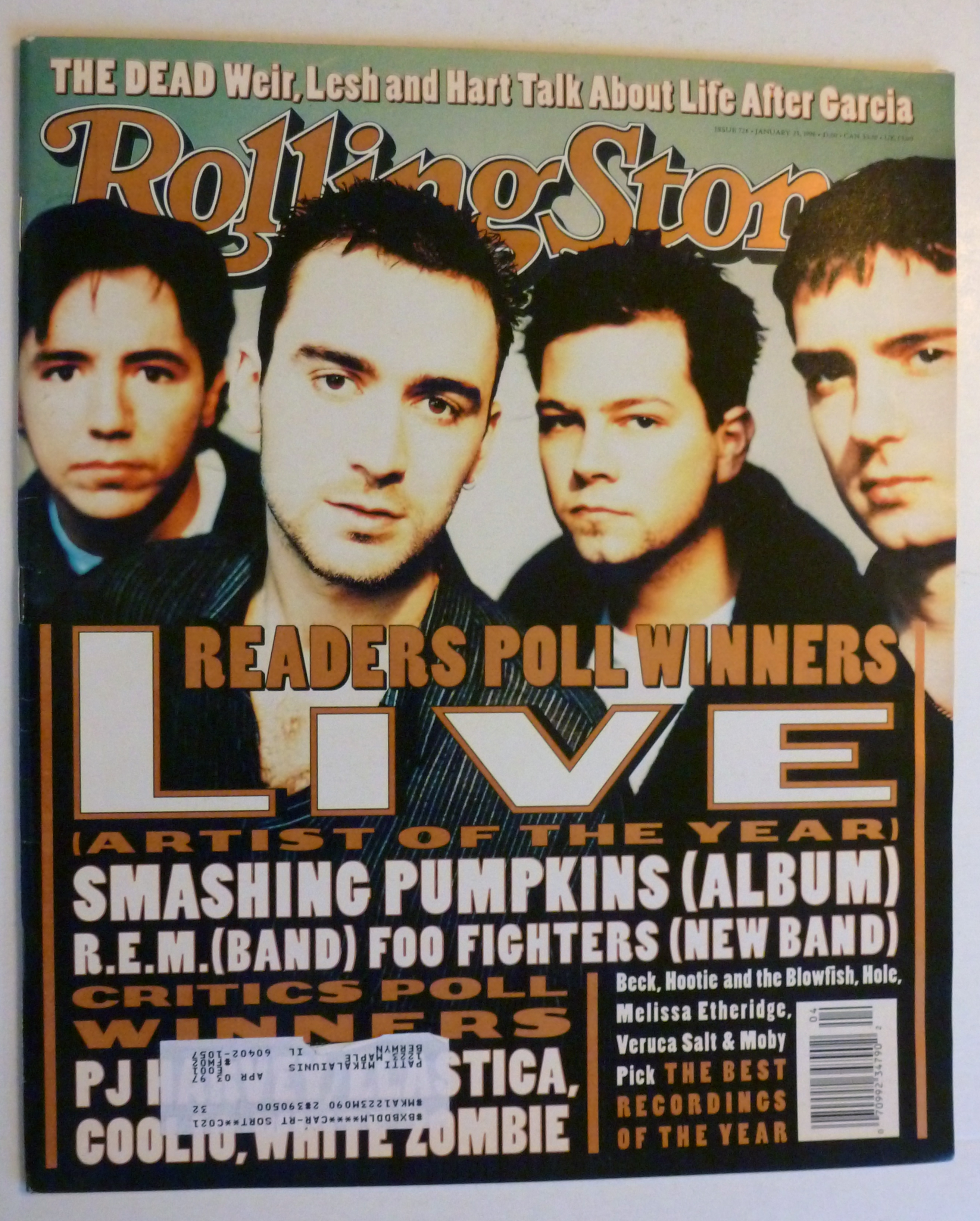 Rolling Stone Magazine January 25, 1996 Readers Poll