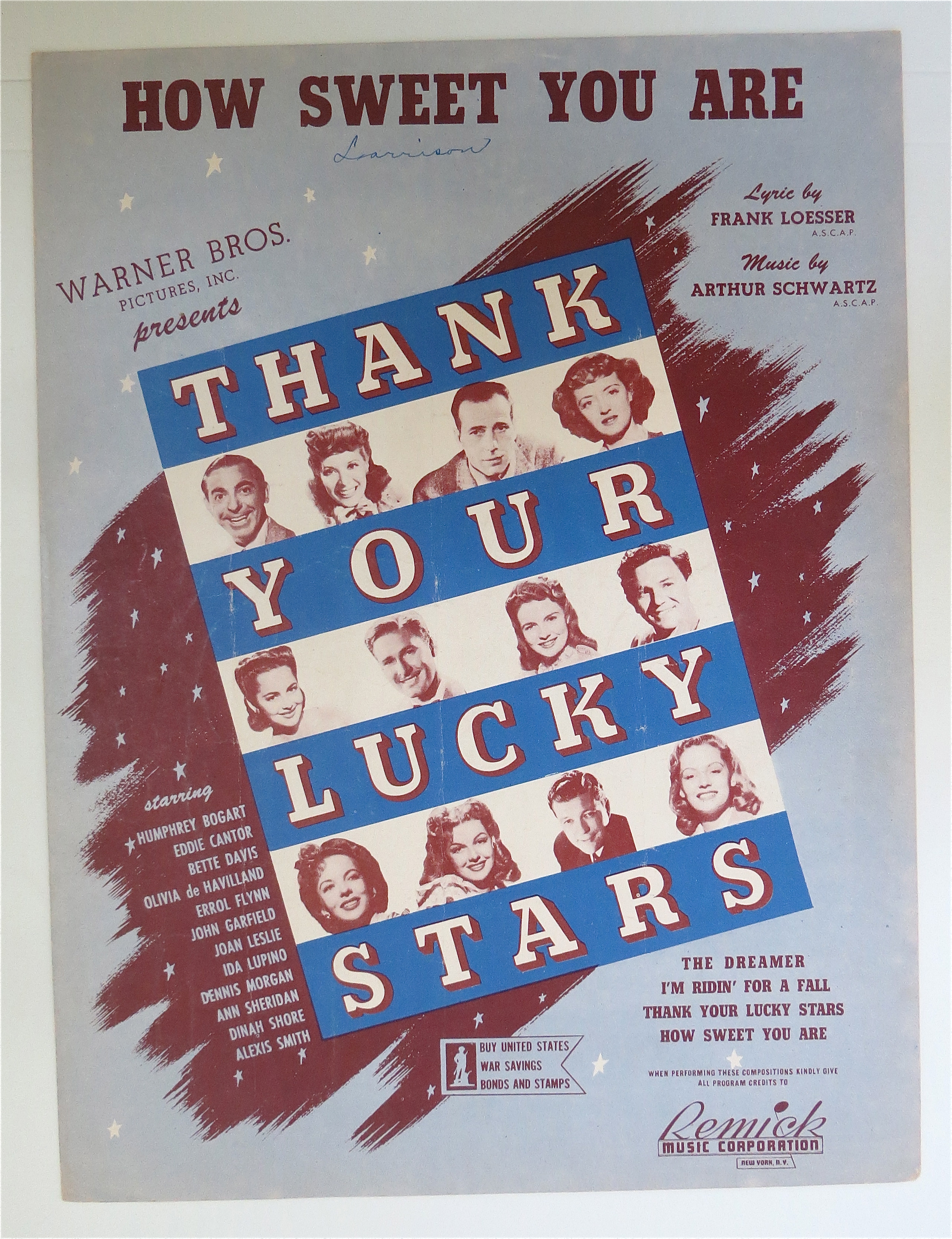 1943 How Sweet You Are By Loesser & Schwartz
