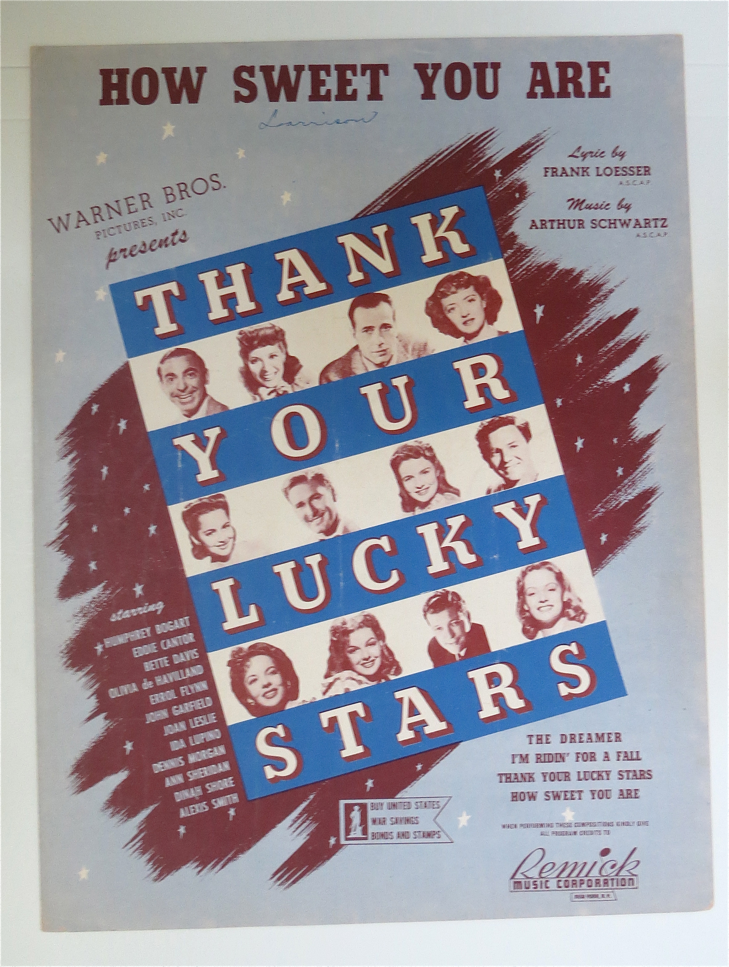 1943 How Sweet You Are By Loesser & Schwartz