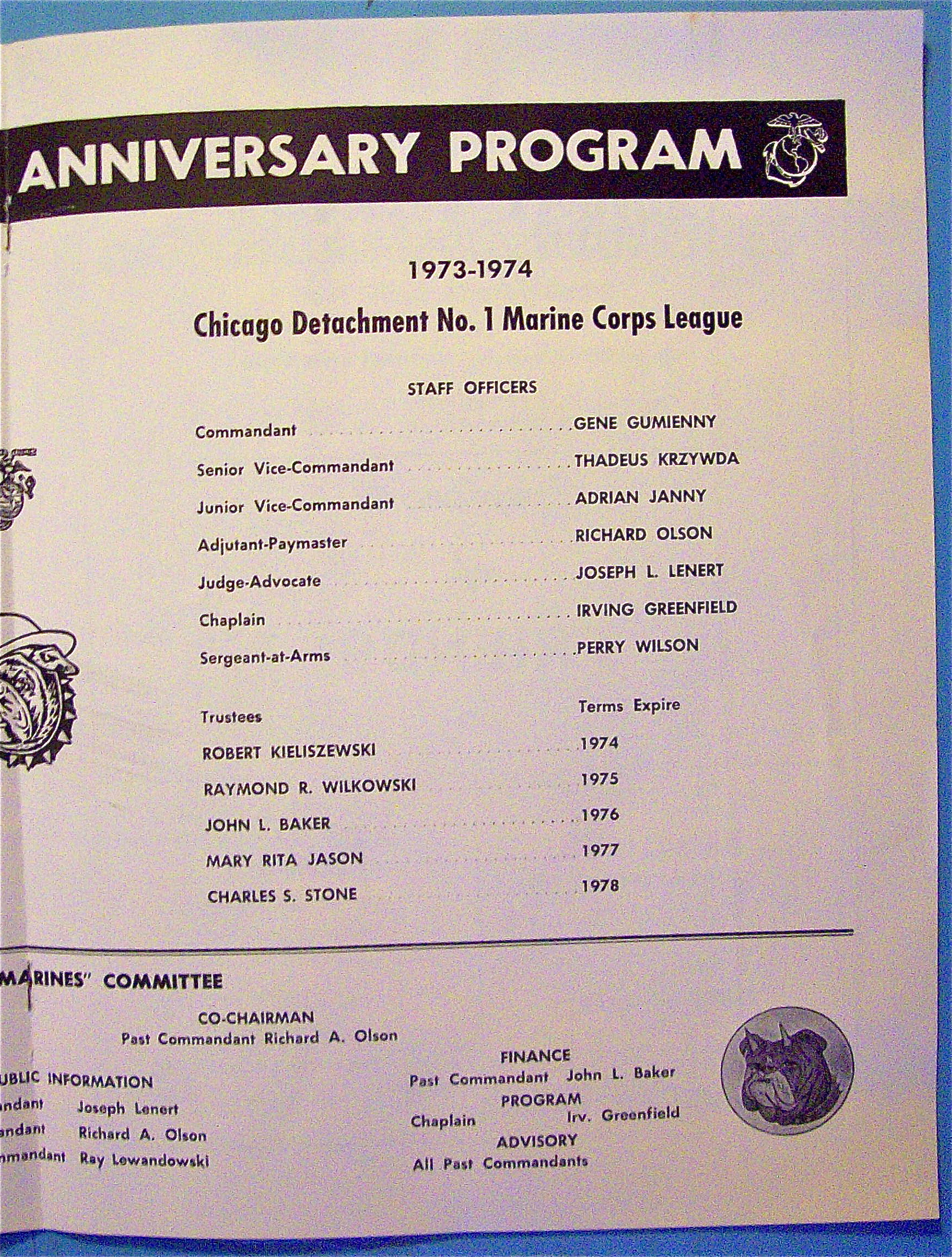 Salute To The Marines Souvenir Program November 9, 1973