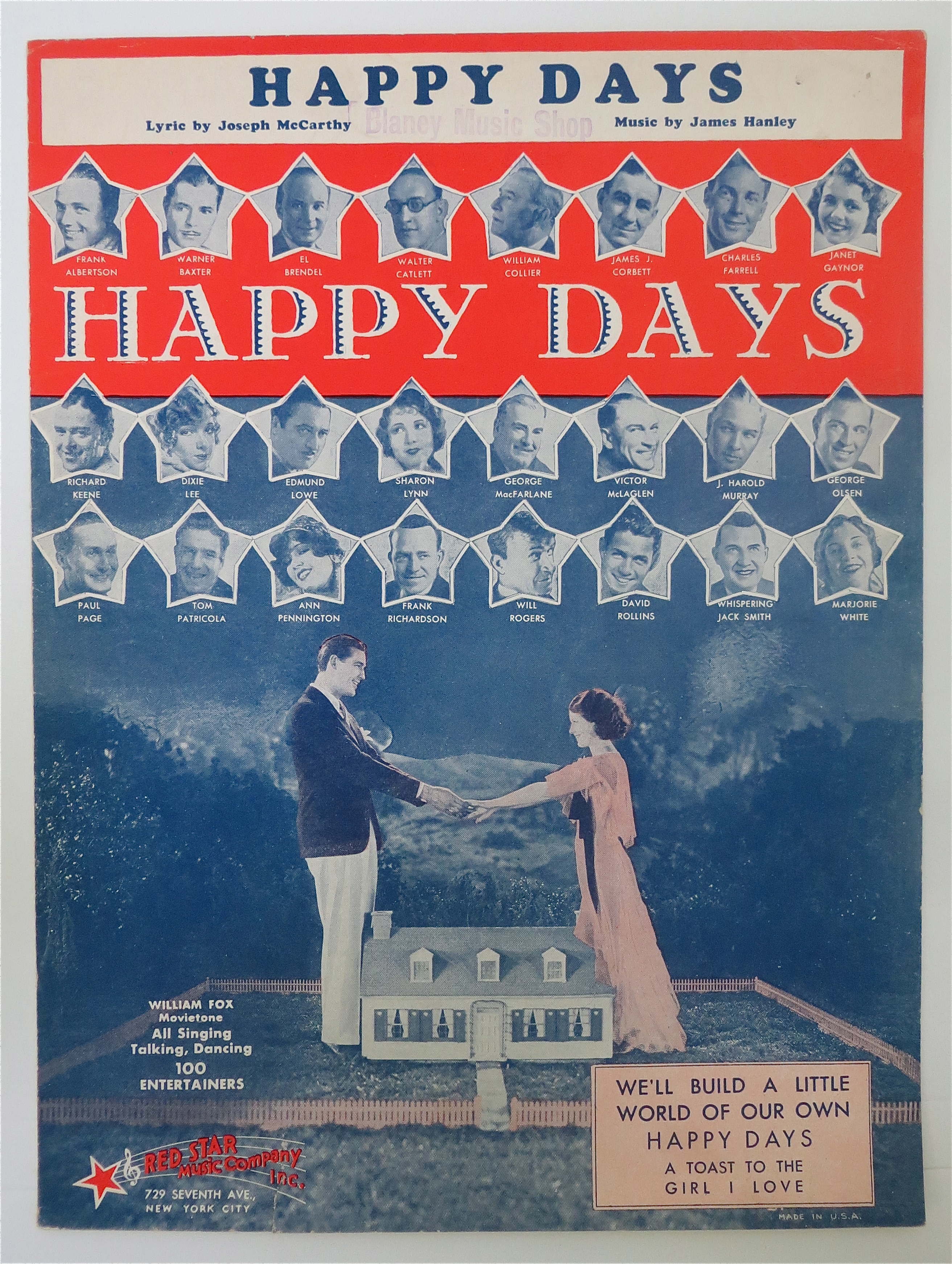Sheet Music 1930 Happy Days