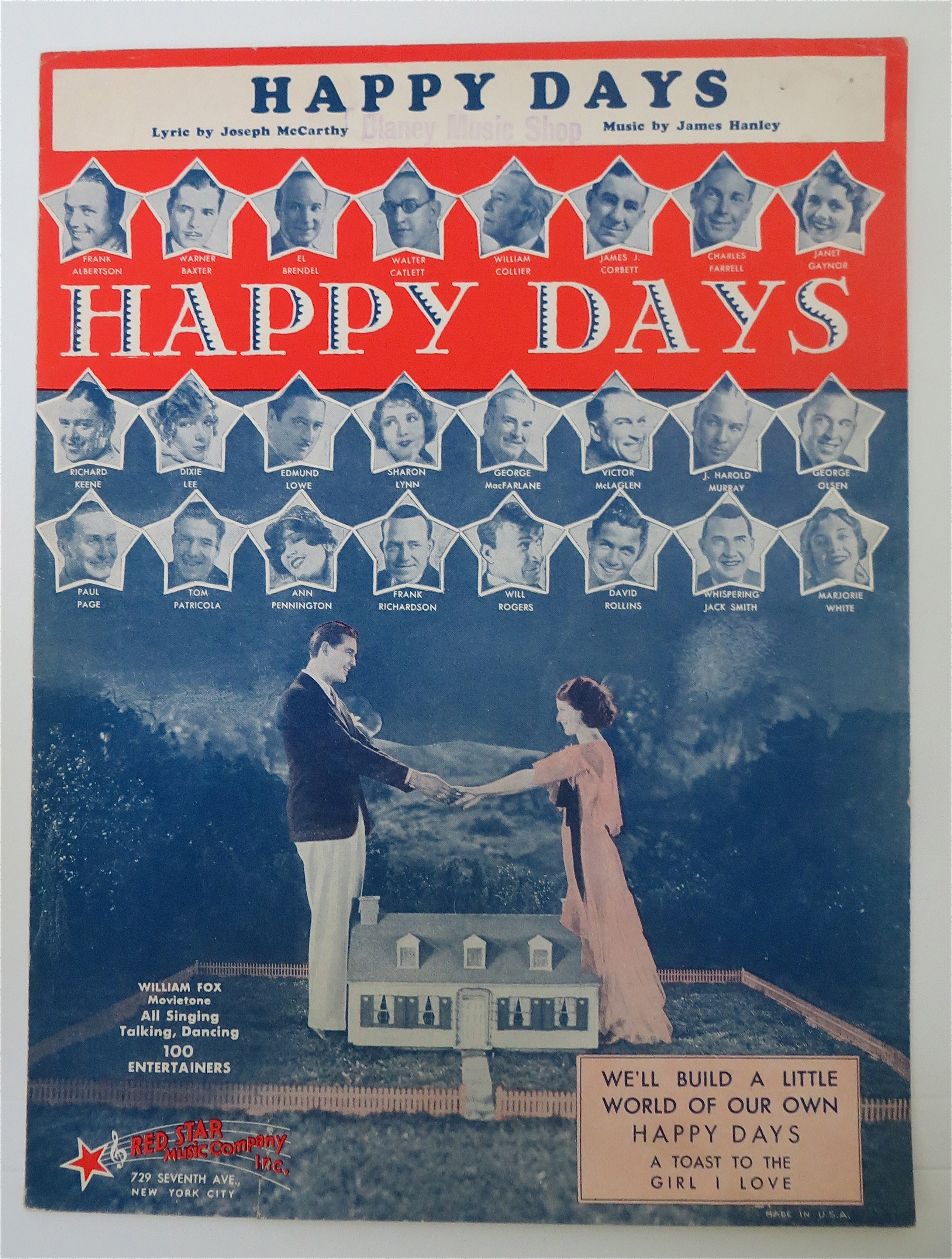 Sheet Music 1930 Happy Days