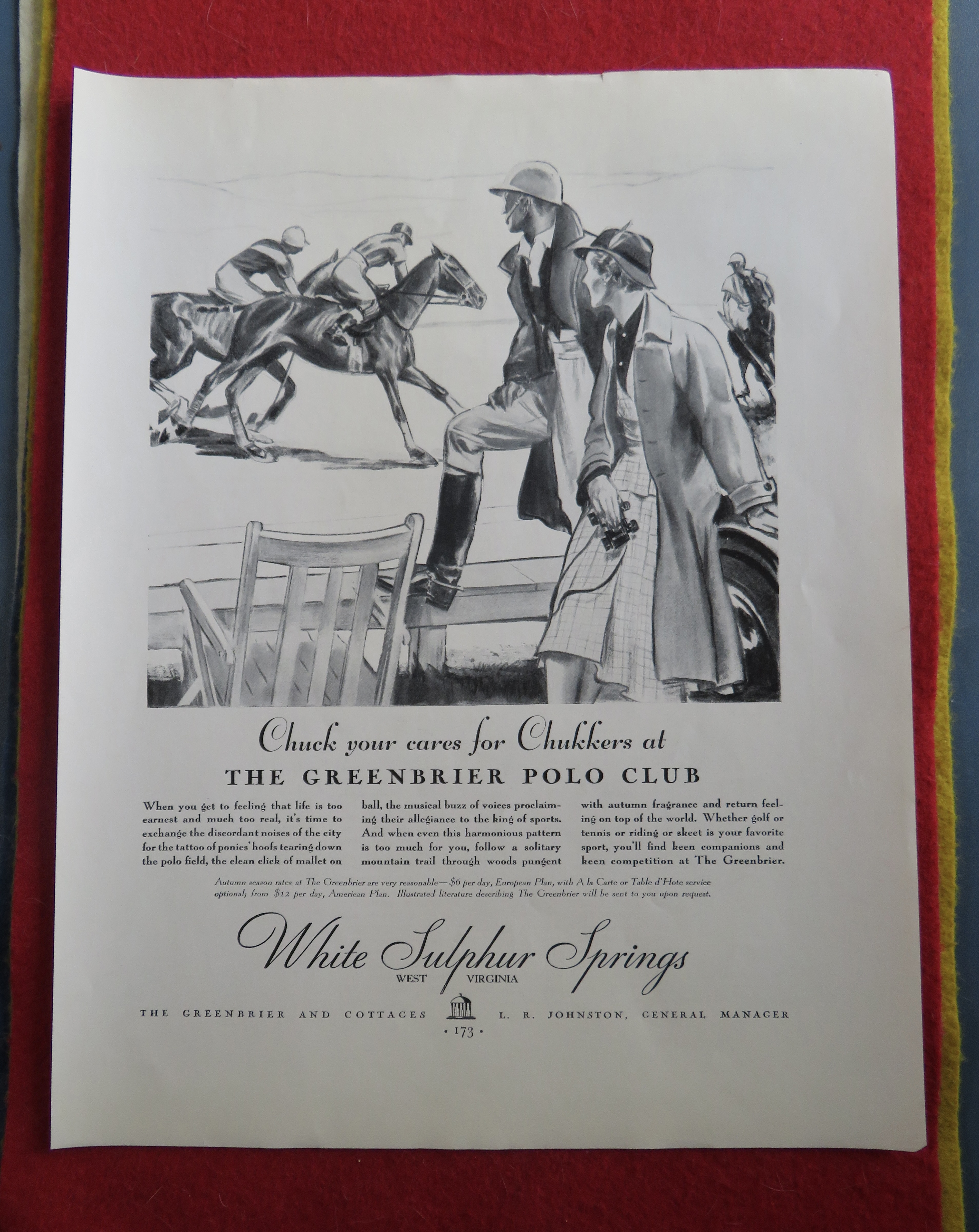 1934 White Sulphur Springs with Couple at Polo Club