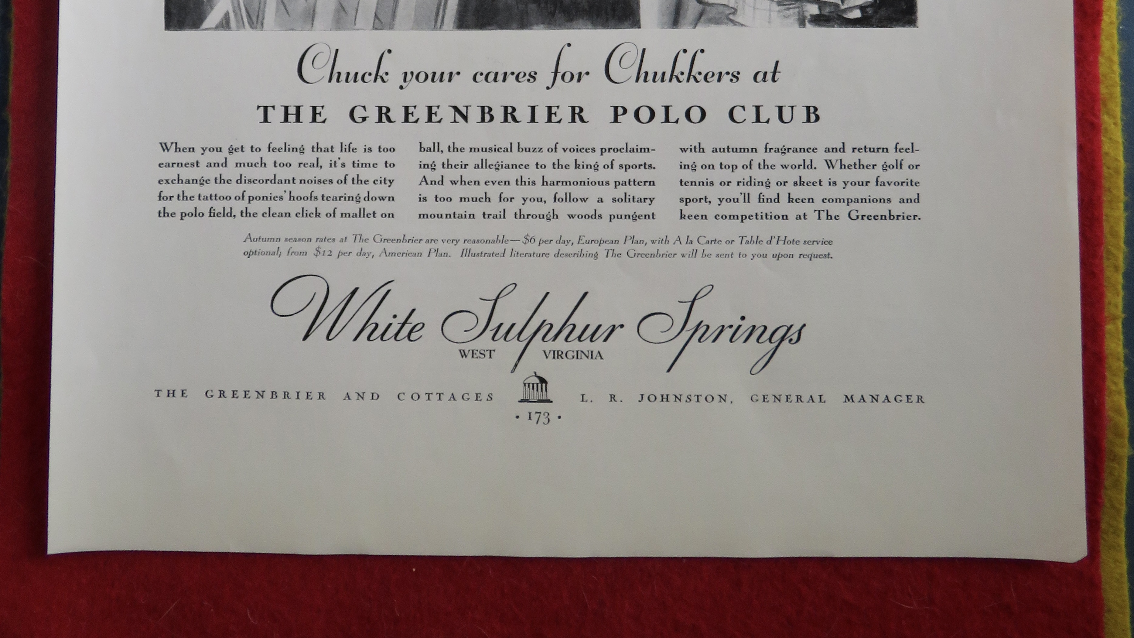 1934 White Sulphur Springs with Couple at Polo Club