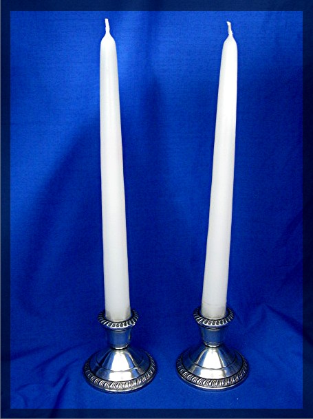 Candel Stick Holders, CROWN, Sterling Weighted, Pair
