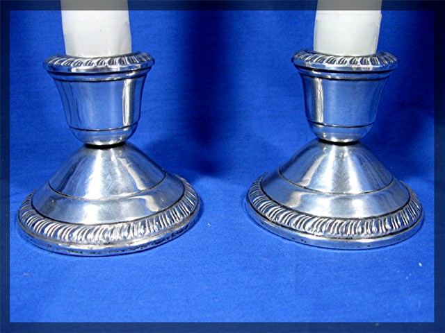 Candel Stick Holders, CROWN, Sterling Weighted, Pair