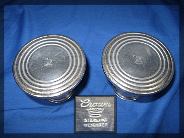 Candel Stick Holders, CROWN, Sterling Weighted, Pair